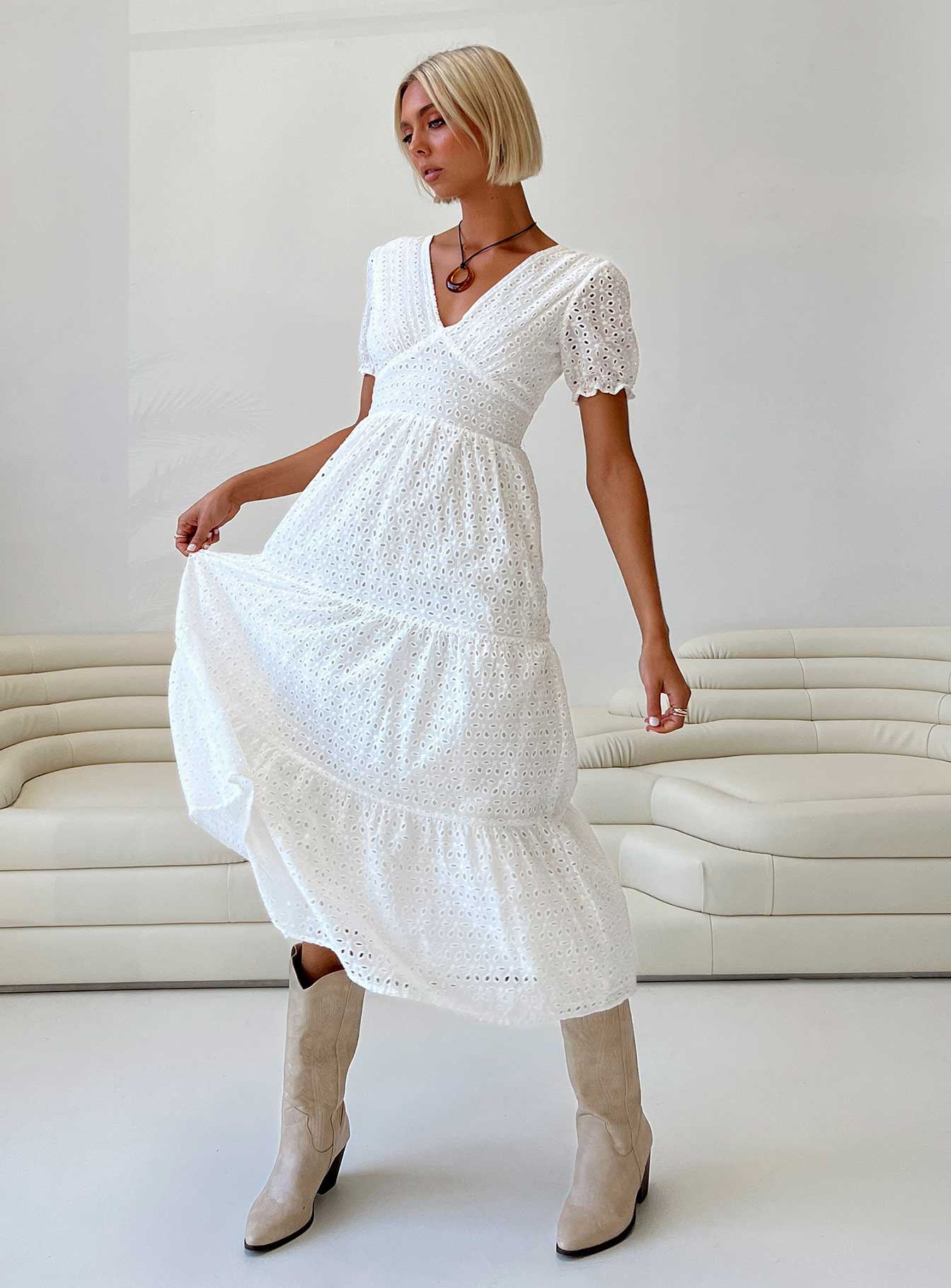 Durna Maxi Dress White-Oh Mollys