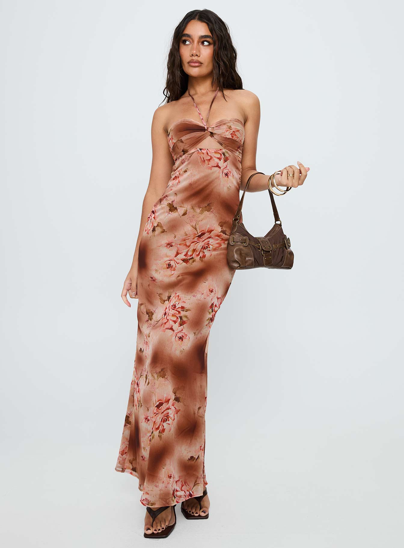 Saye Halter Twist Maxi Dress Multi-Oh Mollys