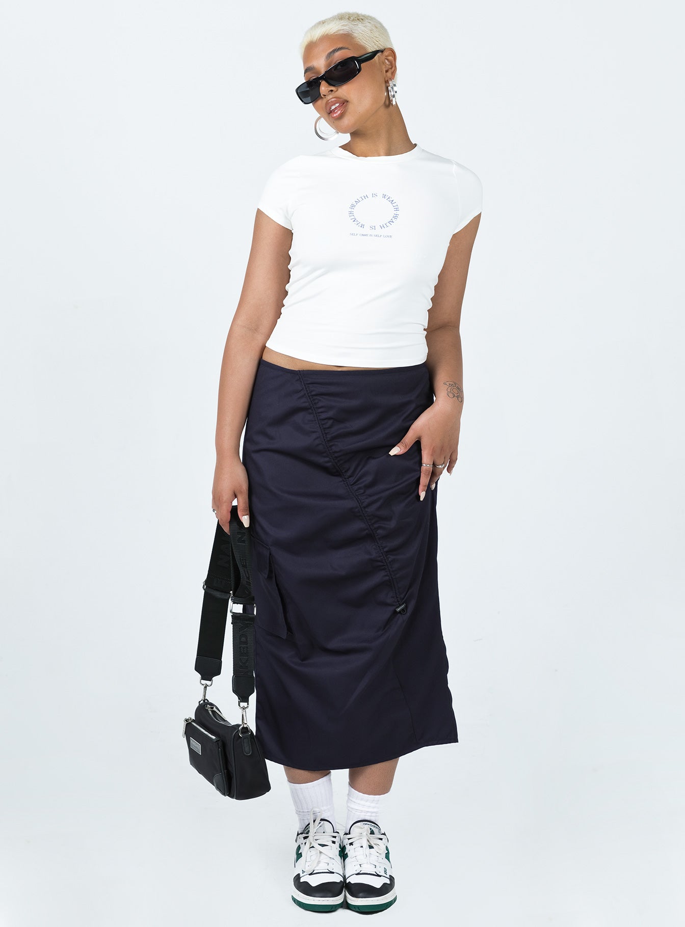 Motel Enore Skirt Navy-Oh Mollys