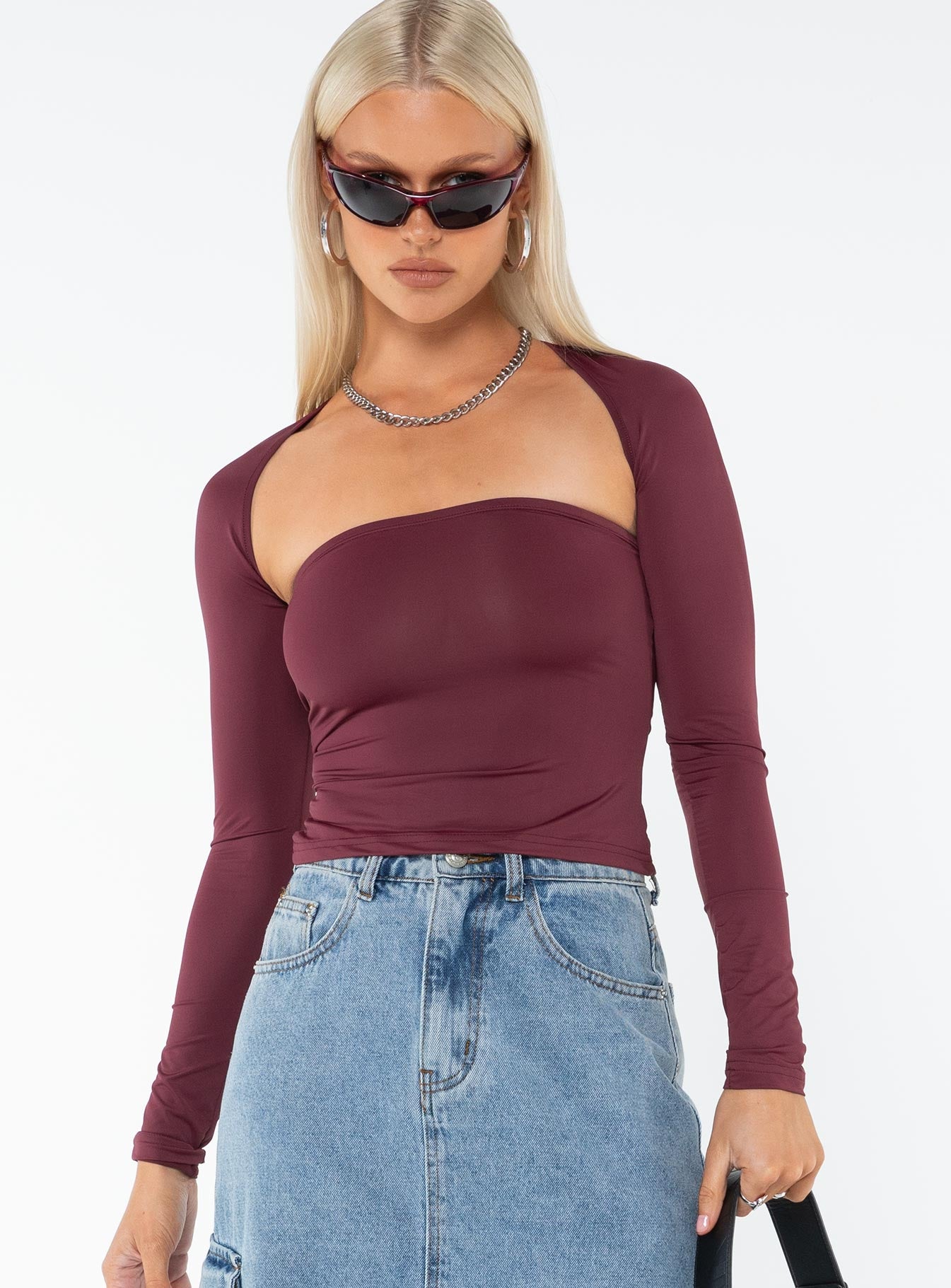 Moran Two Piece Bolero Top Wine-Oh Mollys