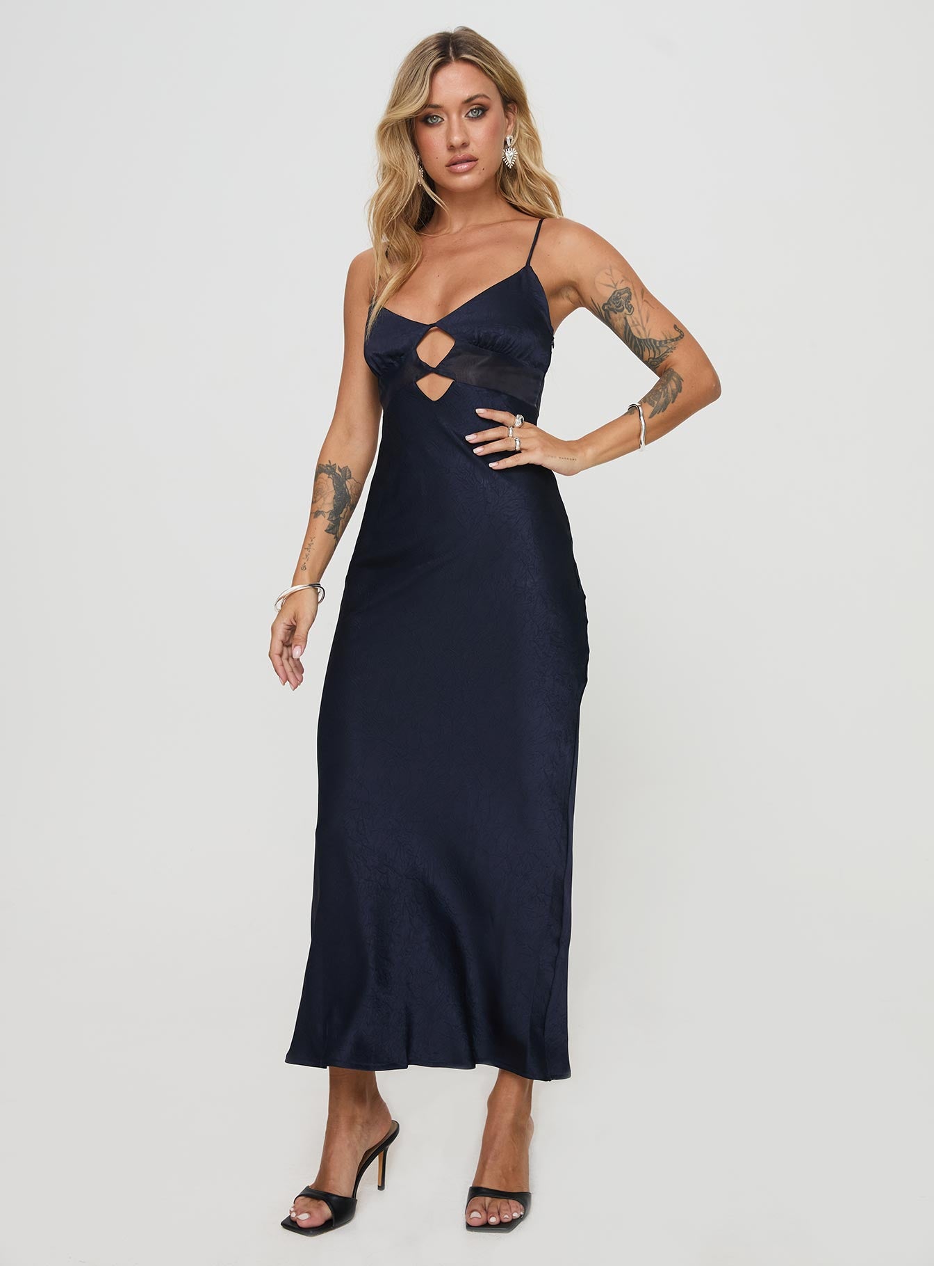 Leroux Maxi Dress Navy-Oh Mollys