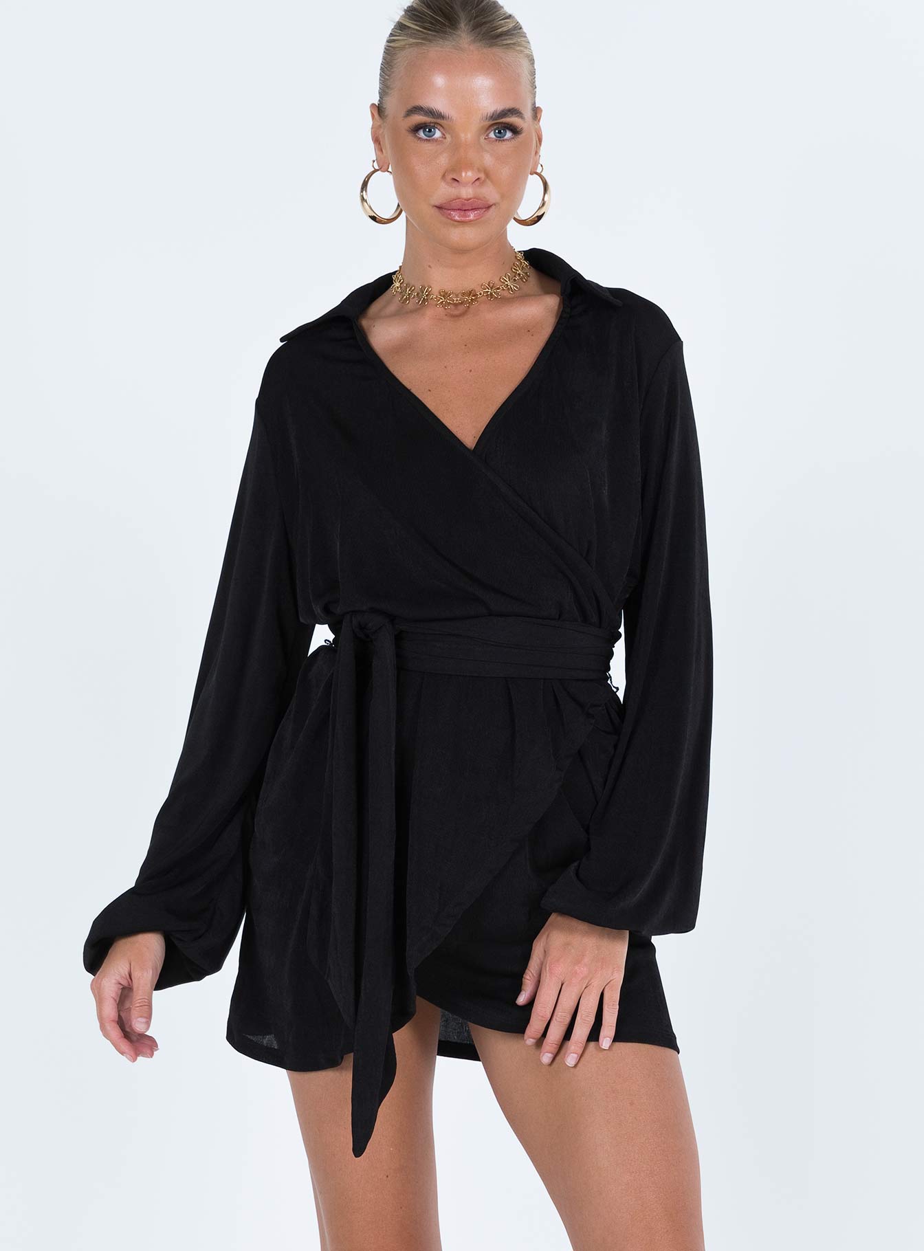 Party Time Mini Dress Black Tall-Oh Mollys