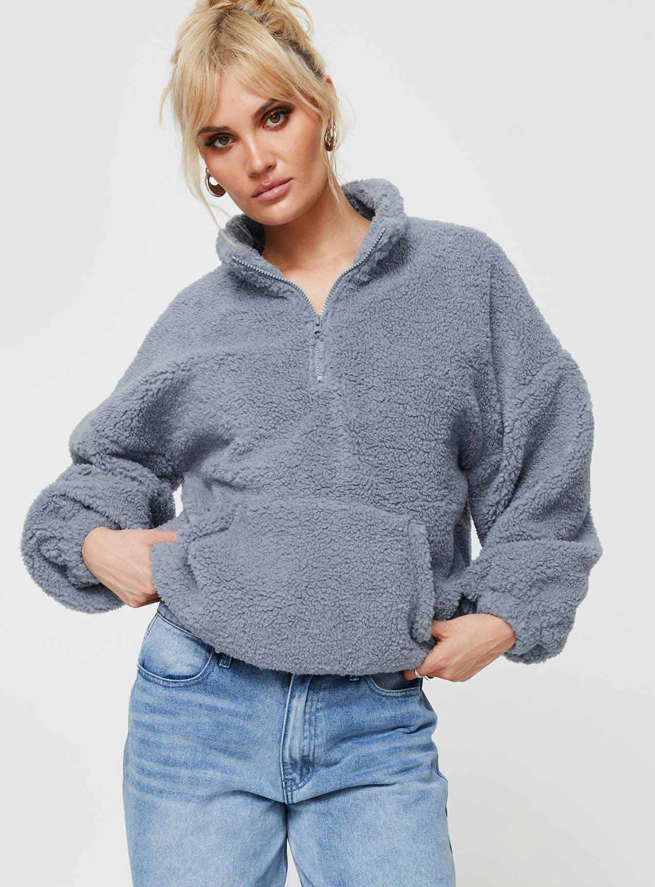 Dais Teddy Sweater Blue-Oh Mollys