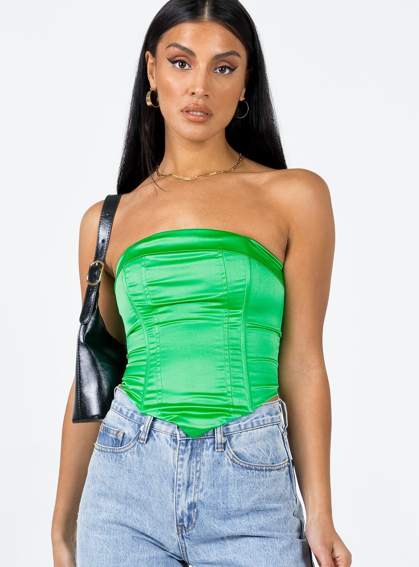 Daris Strapless Top Green-Oh Mollys