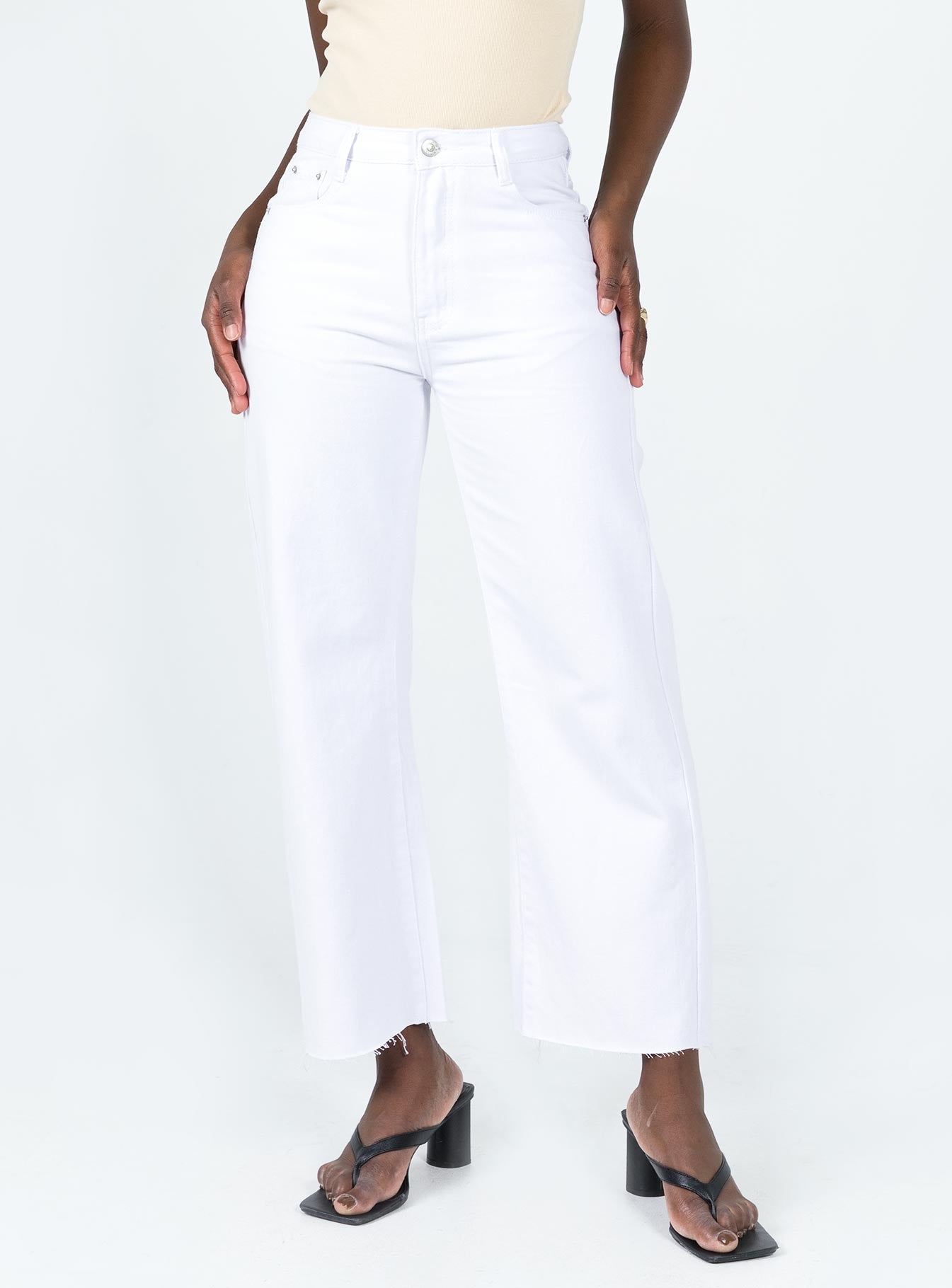 Cece Hammer Wide Leg Jeans White-Oh Mollys