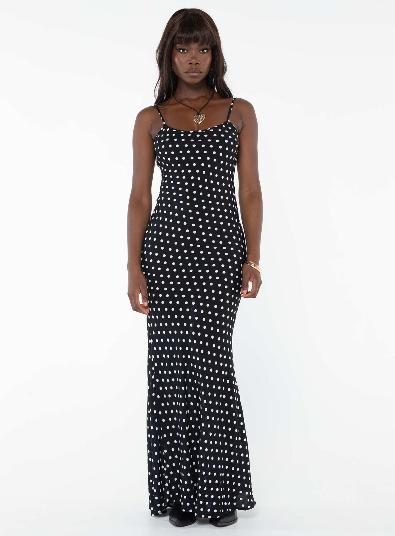Luncheon Maxi Dress Black Polka Dot-Oh Mollys