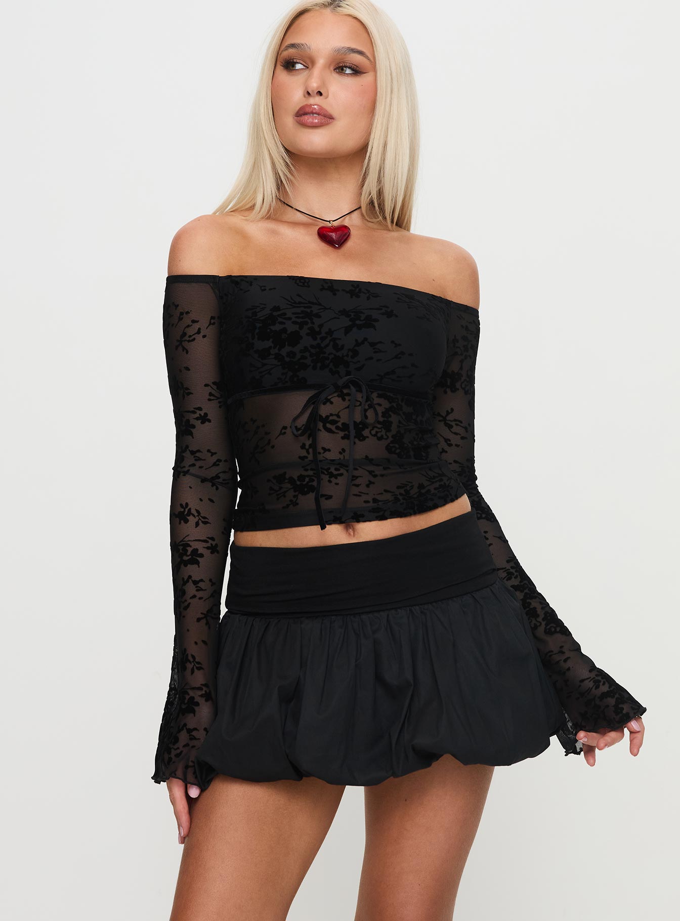 French Exit Bubble Hem Skort Black-Oh Mollys