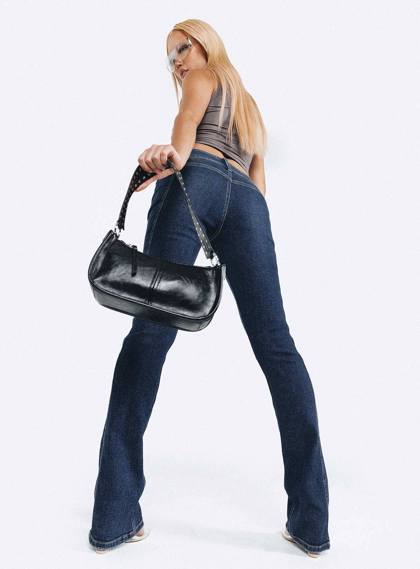 Rourke Low Waist Jeans Dark Wash Denim-Oh Mollys