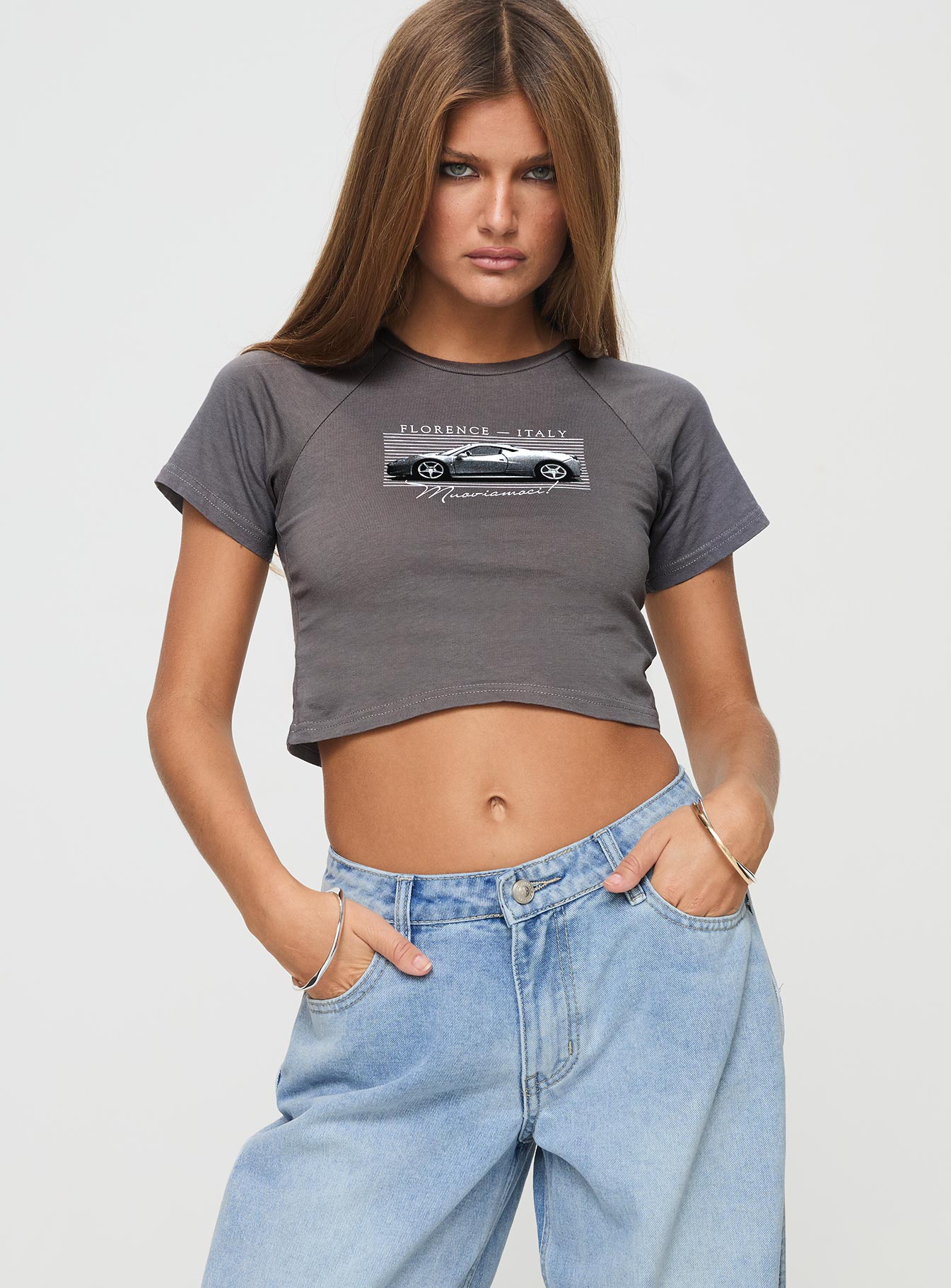 Racing Florence Baby Tee Black-Oh Mollys