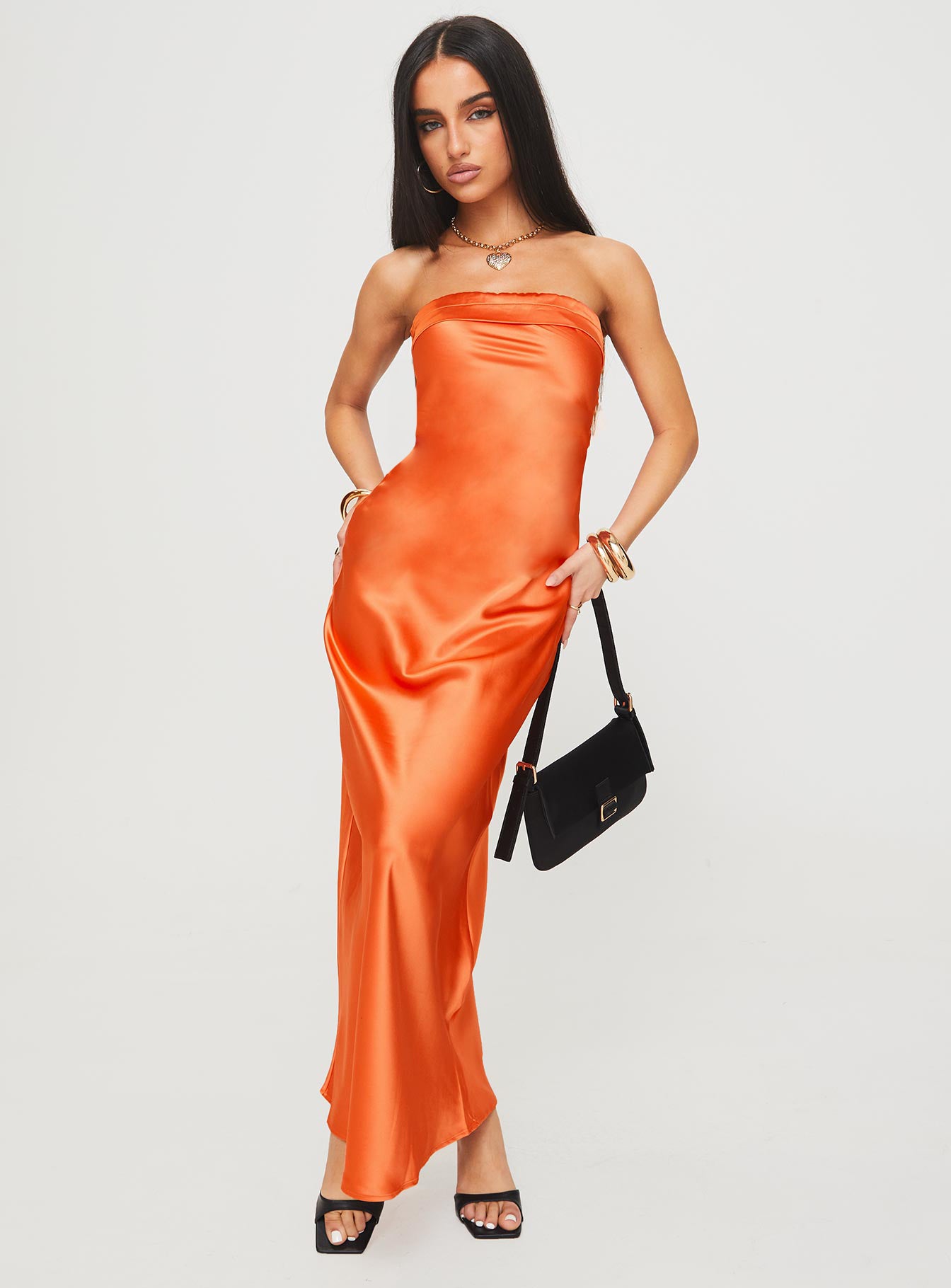 Citrus Kiss Strapless Maxi Dress Orange-Oh Mollys