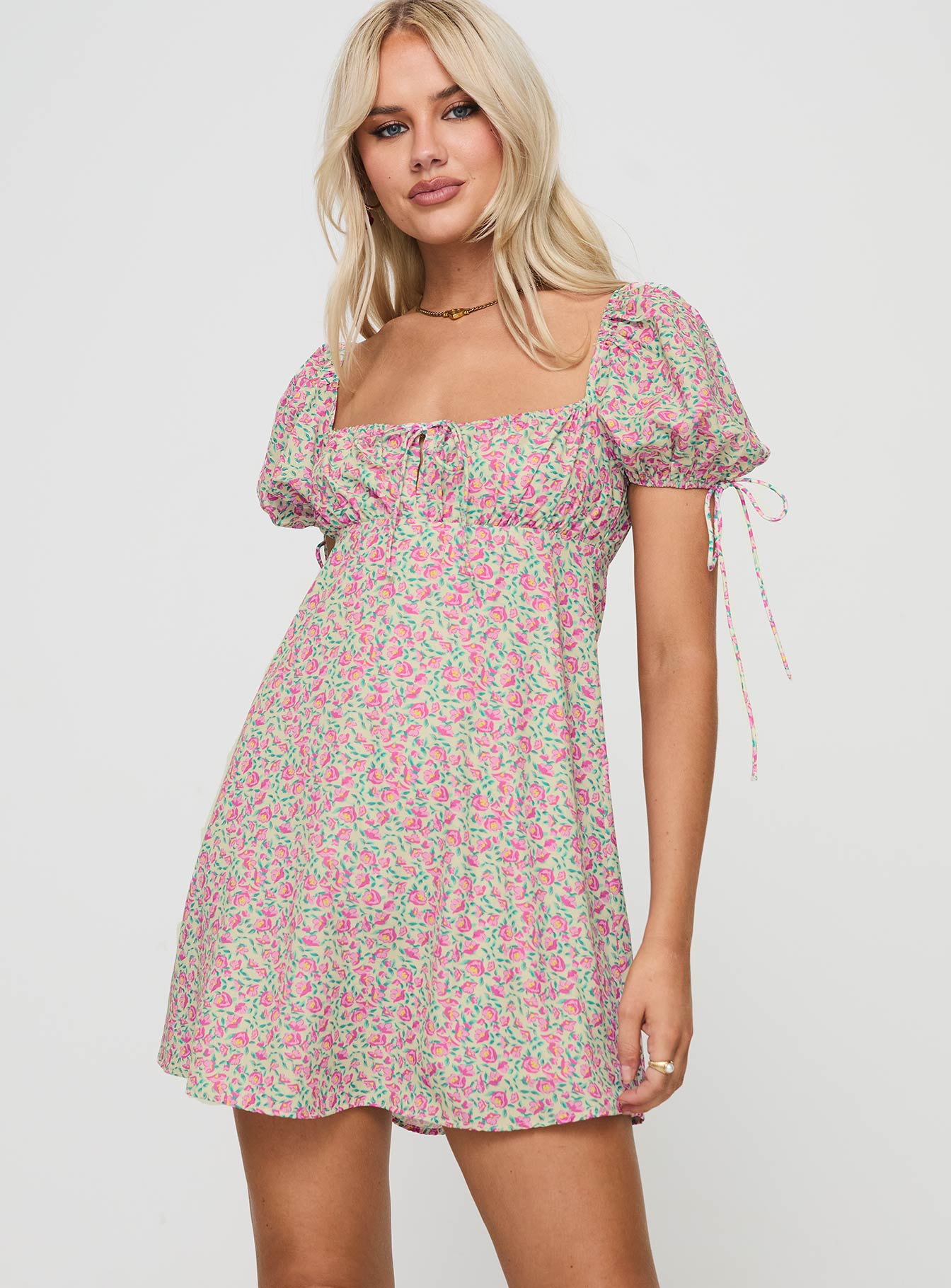 Larsson Mini Dress Pink Floral-Oh Mollys