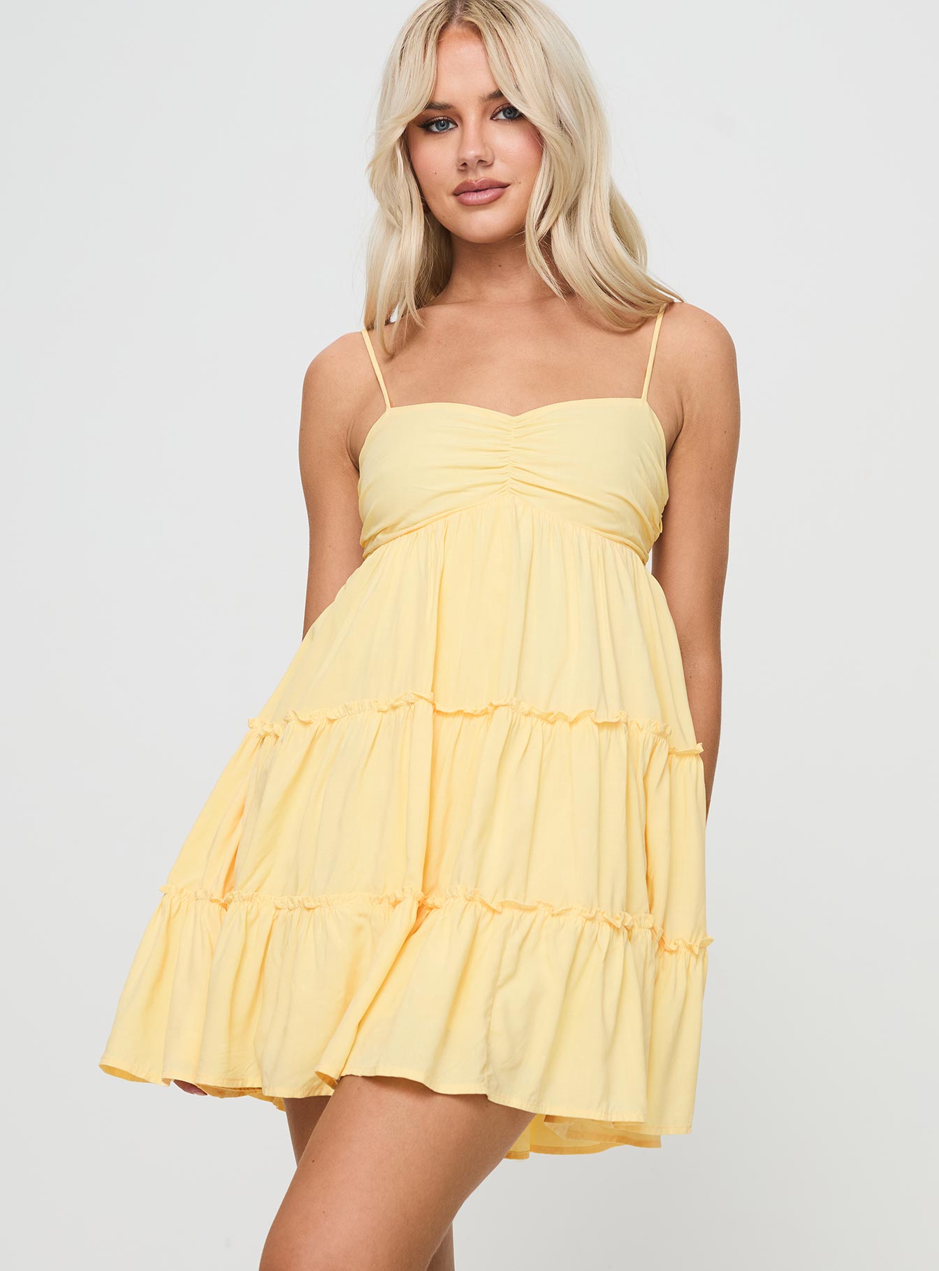 Knotti Mini Dress Yellow-Oh Mollys