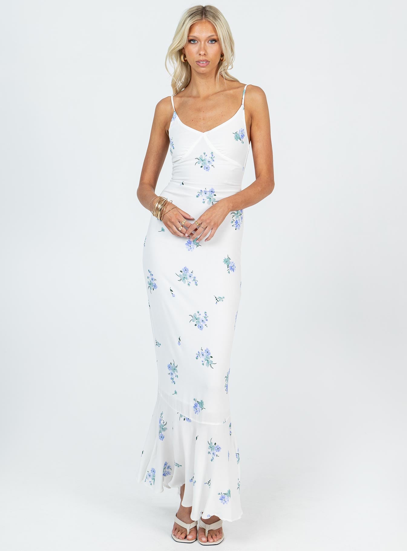 Sing Along Maxi Dress White / Blue Tall-Oh Mollys