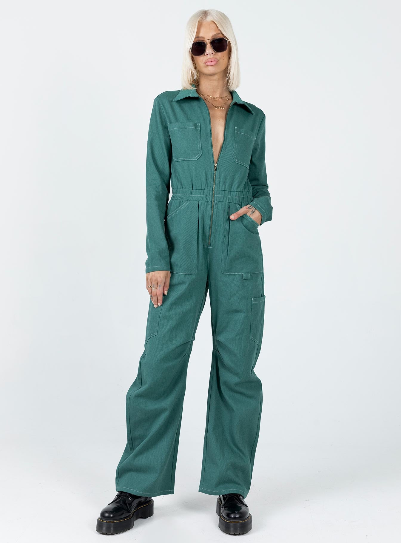 Miami Vice Boiler Suit Forest Green-Oh Mollys