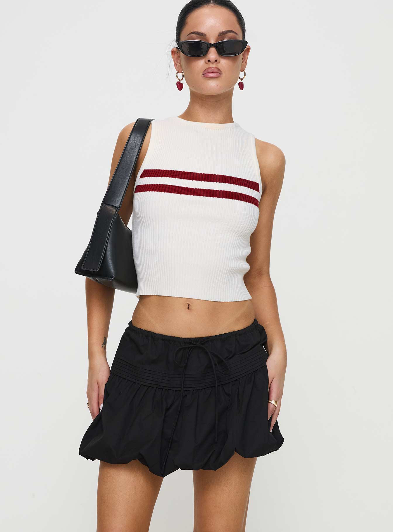 Dear London Bubble Hem Mini Skirt Black-Oh Mollys
