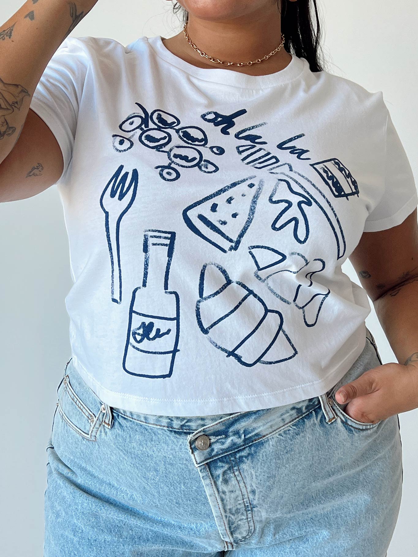 Continental Breakfast Tee White Curve-Oh Mollys