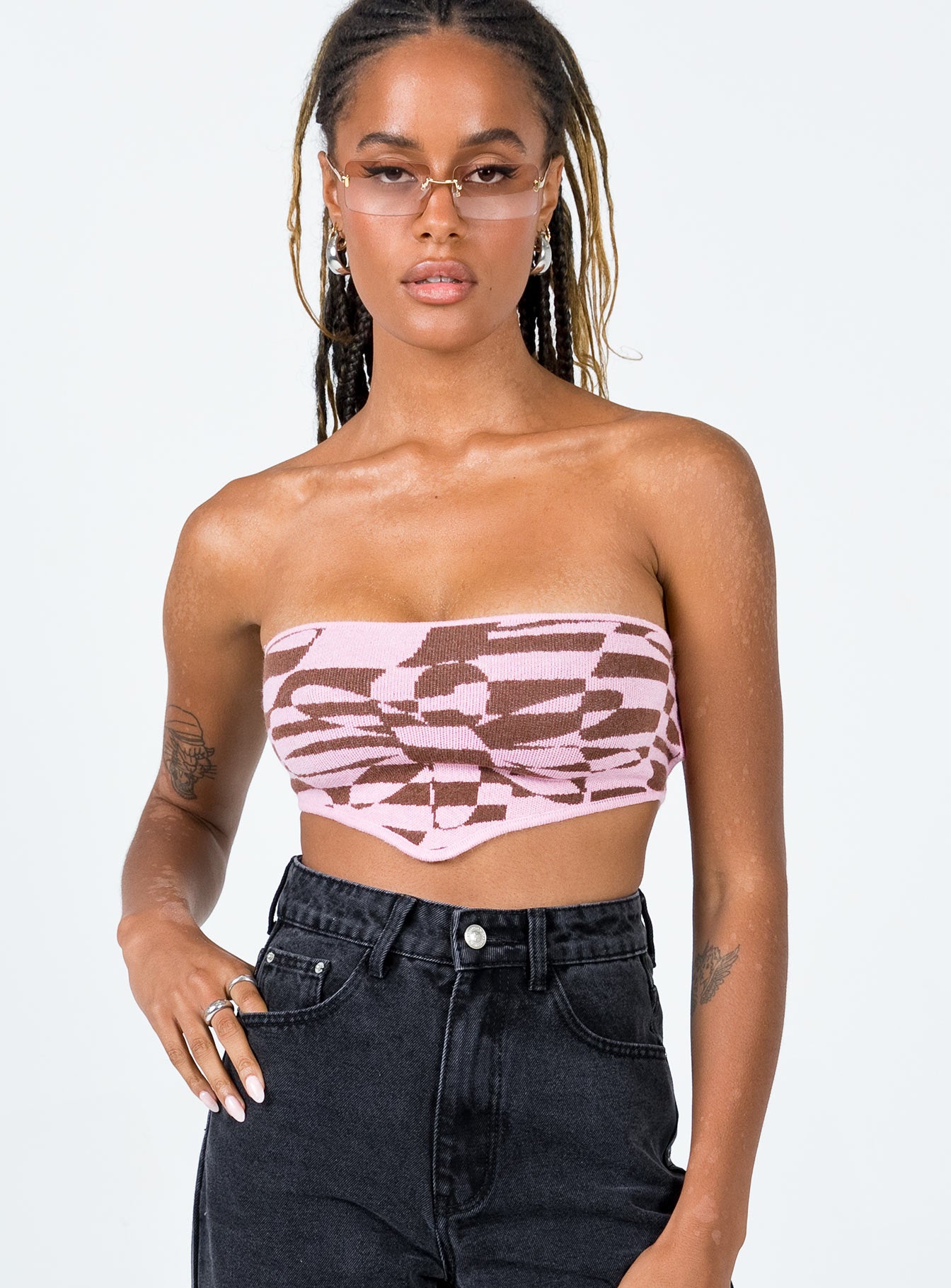 Fabian Strapless Top Pink Multi-Oh Mollys