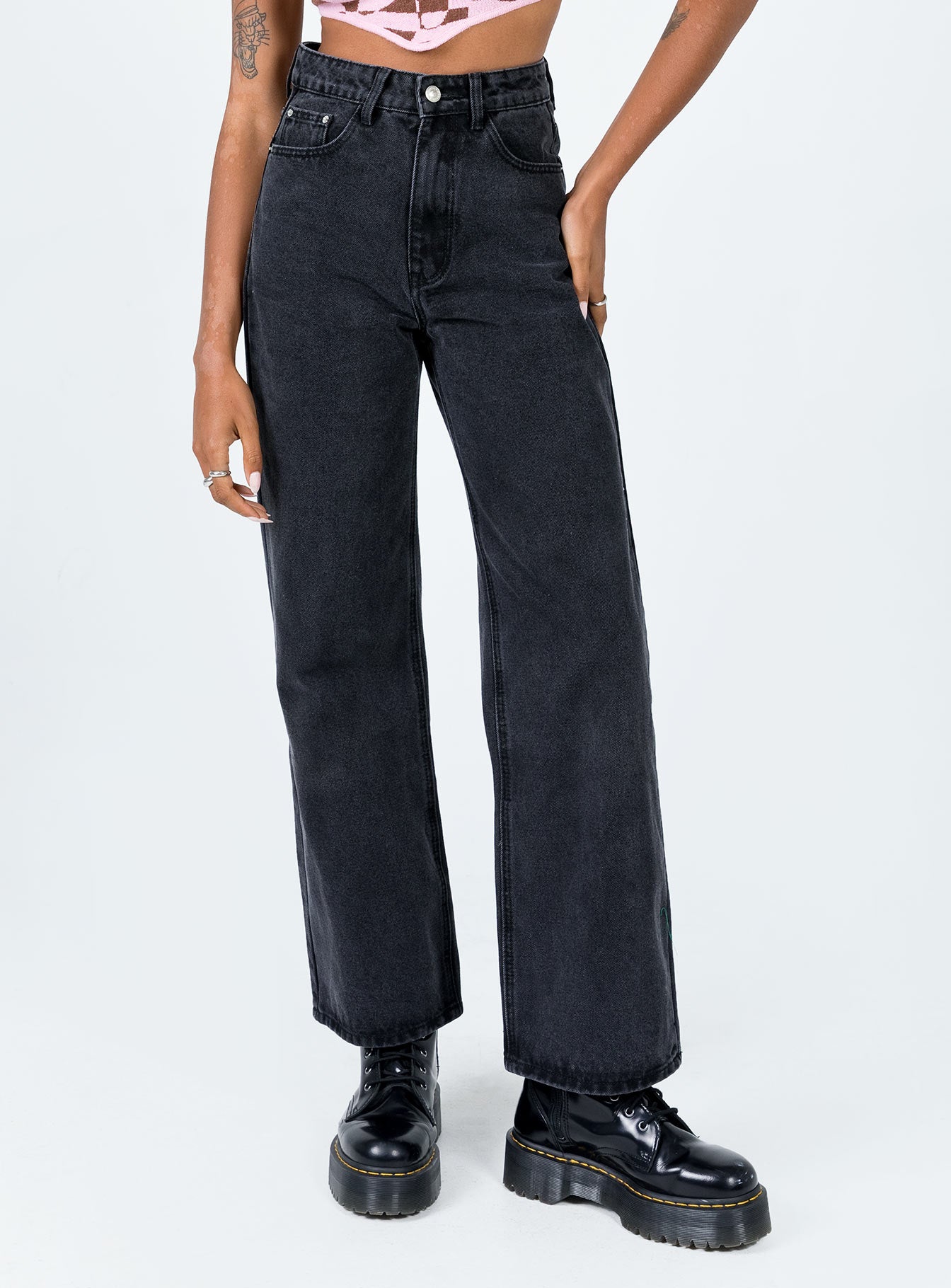 Henley Denim Jeans Black-Oh Mollys