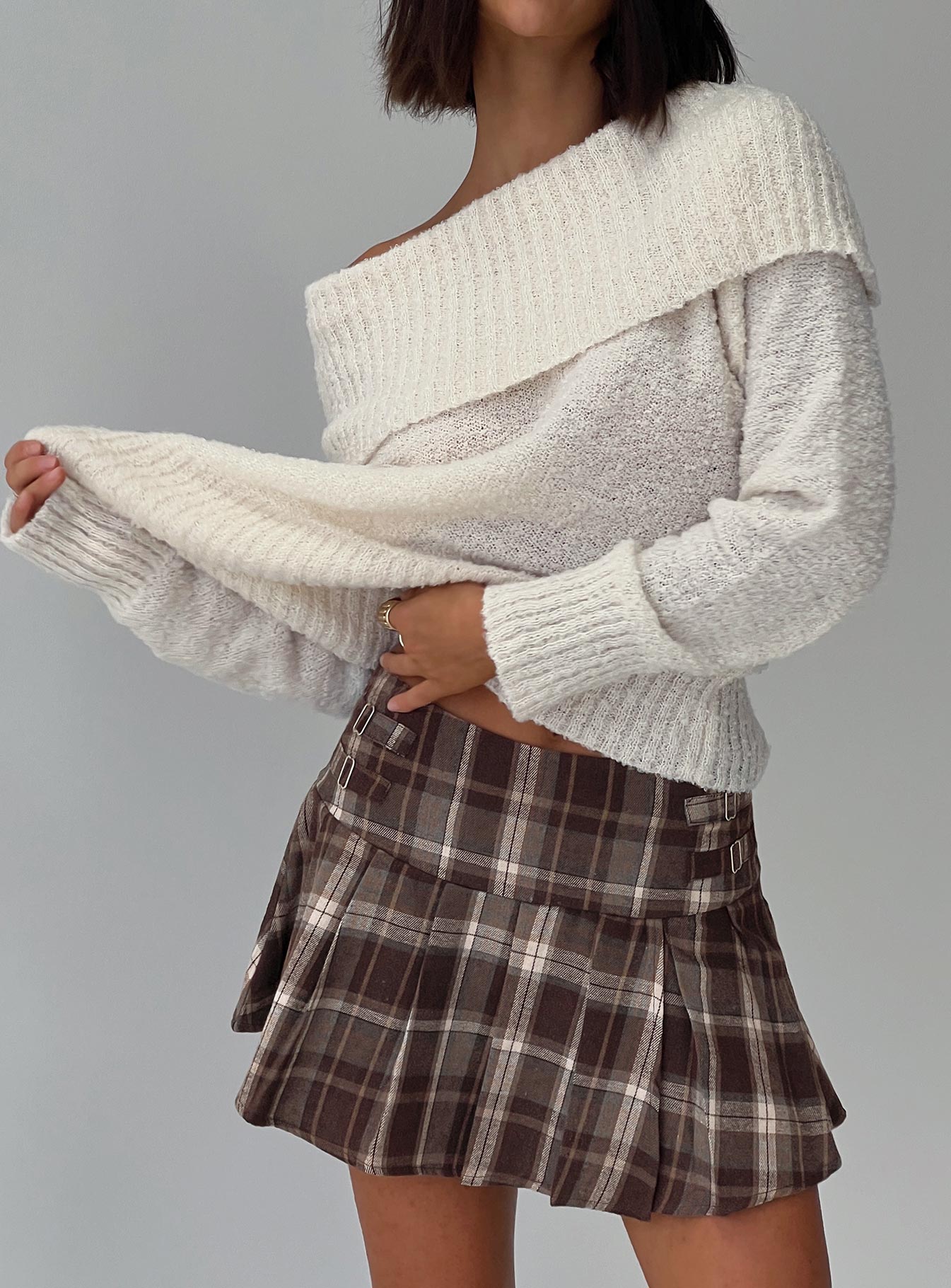 Parkley Boucle Off The Shoulder Sweater Cream-Oh Mollys