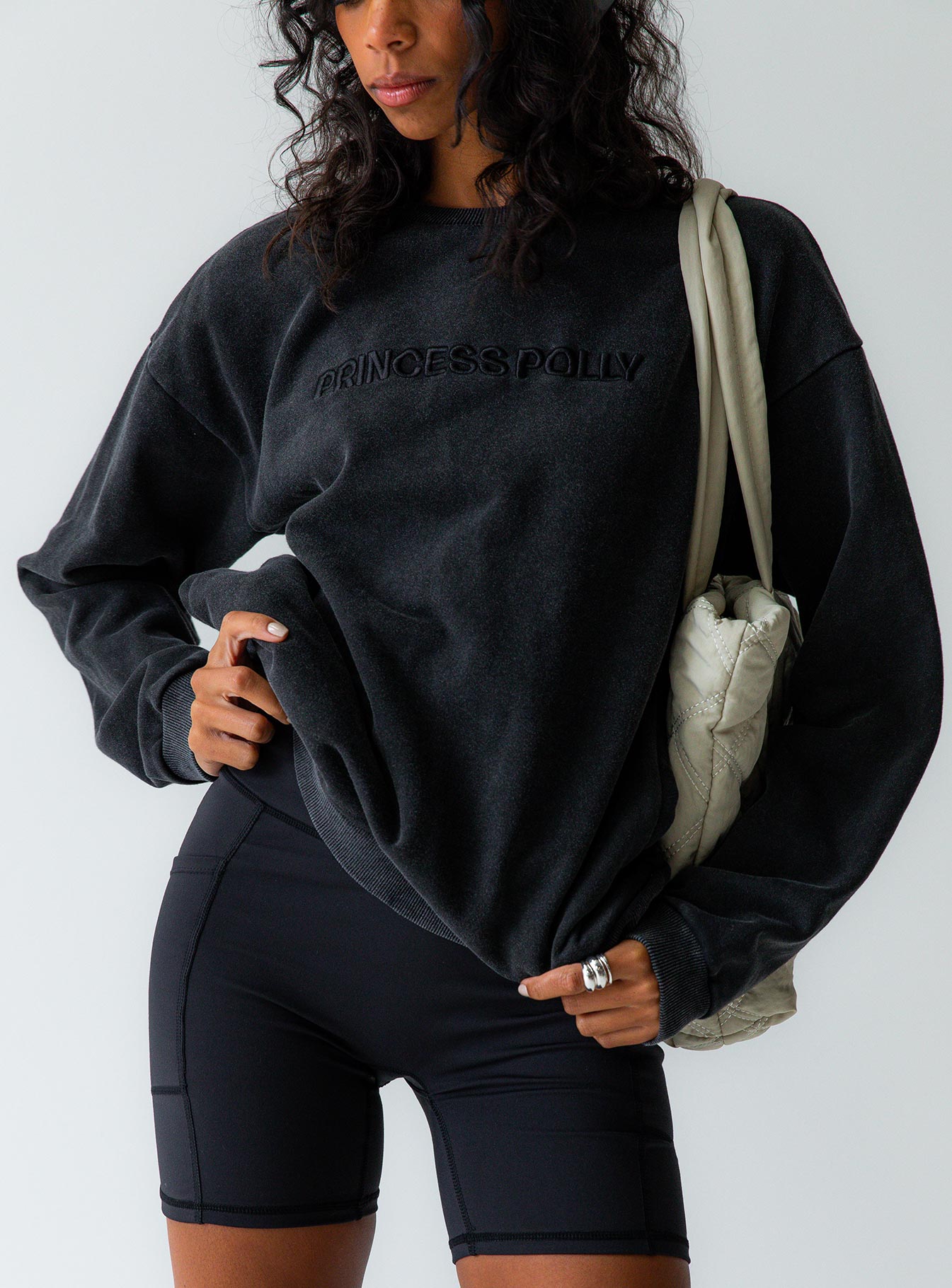 Fearlessness Activewear Crew Neck Sweatshirt Black-Oh Mollys
