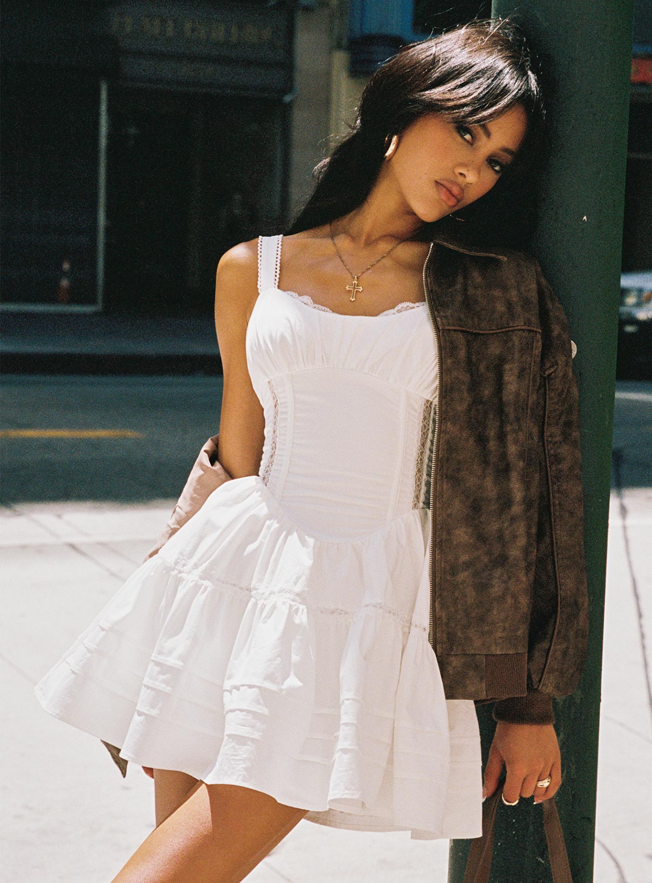 Cuppa Mini Dress White-Oh Mollys