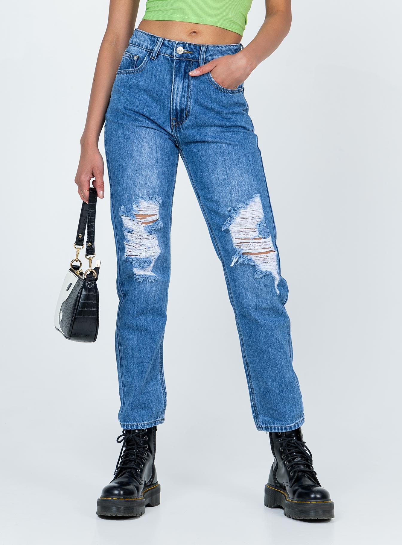 Khaled Skinny Mid Wash Denim Jeans-Oh Mollys