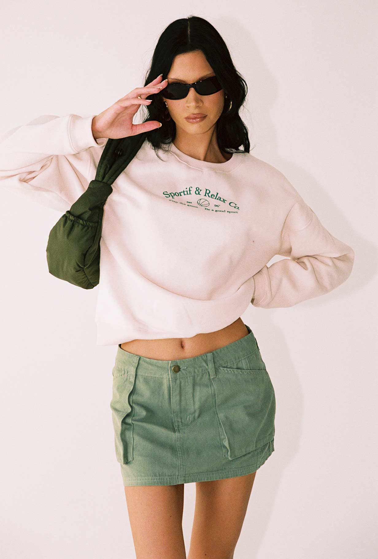 Leni Cargo Mini Skirt Khaki-Oh Mollys