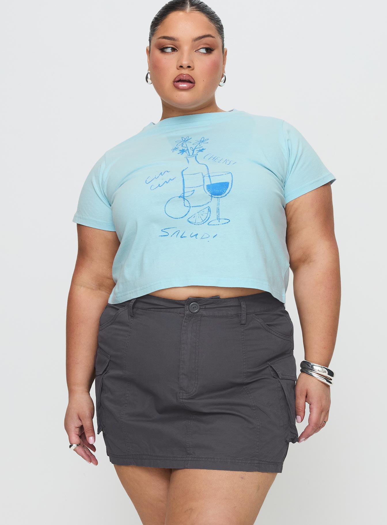 Lieutenant Cargo Mini Skirt Slate-Oh Mollys