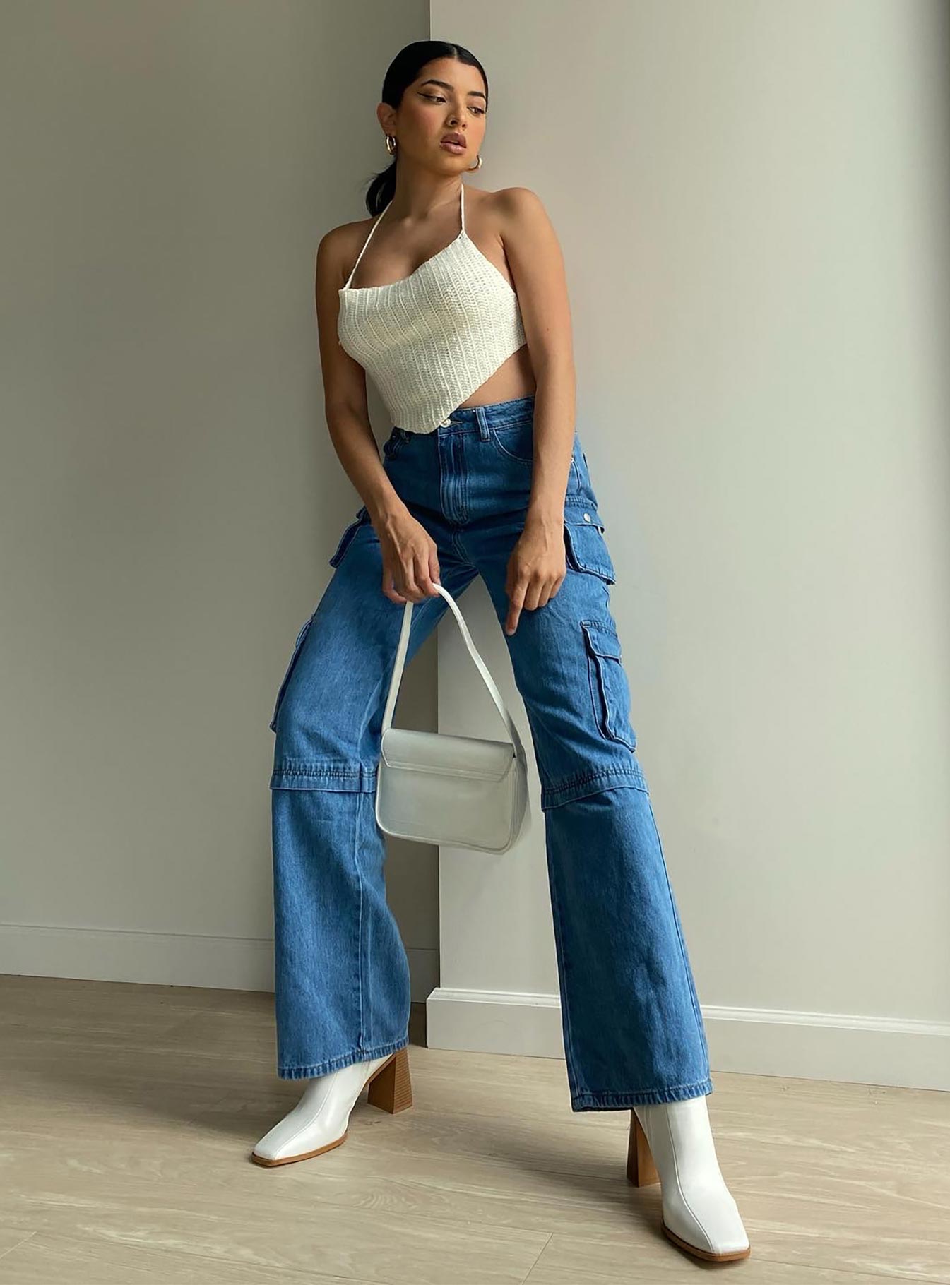 Darla Cargo Denim Jeans-Oh Mollys