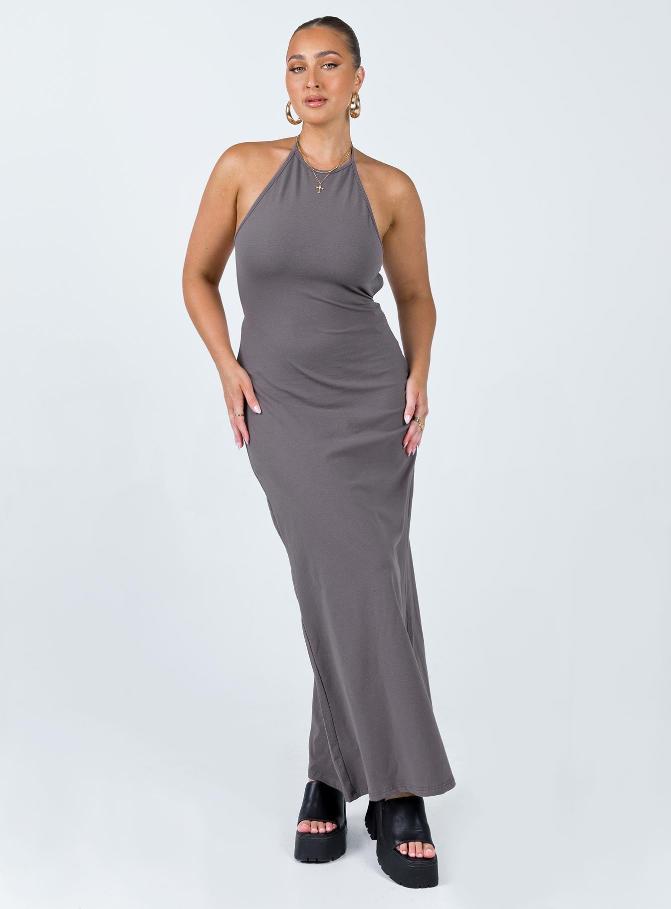 Caterina Maxi Dress Grey-Oh Mollys