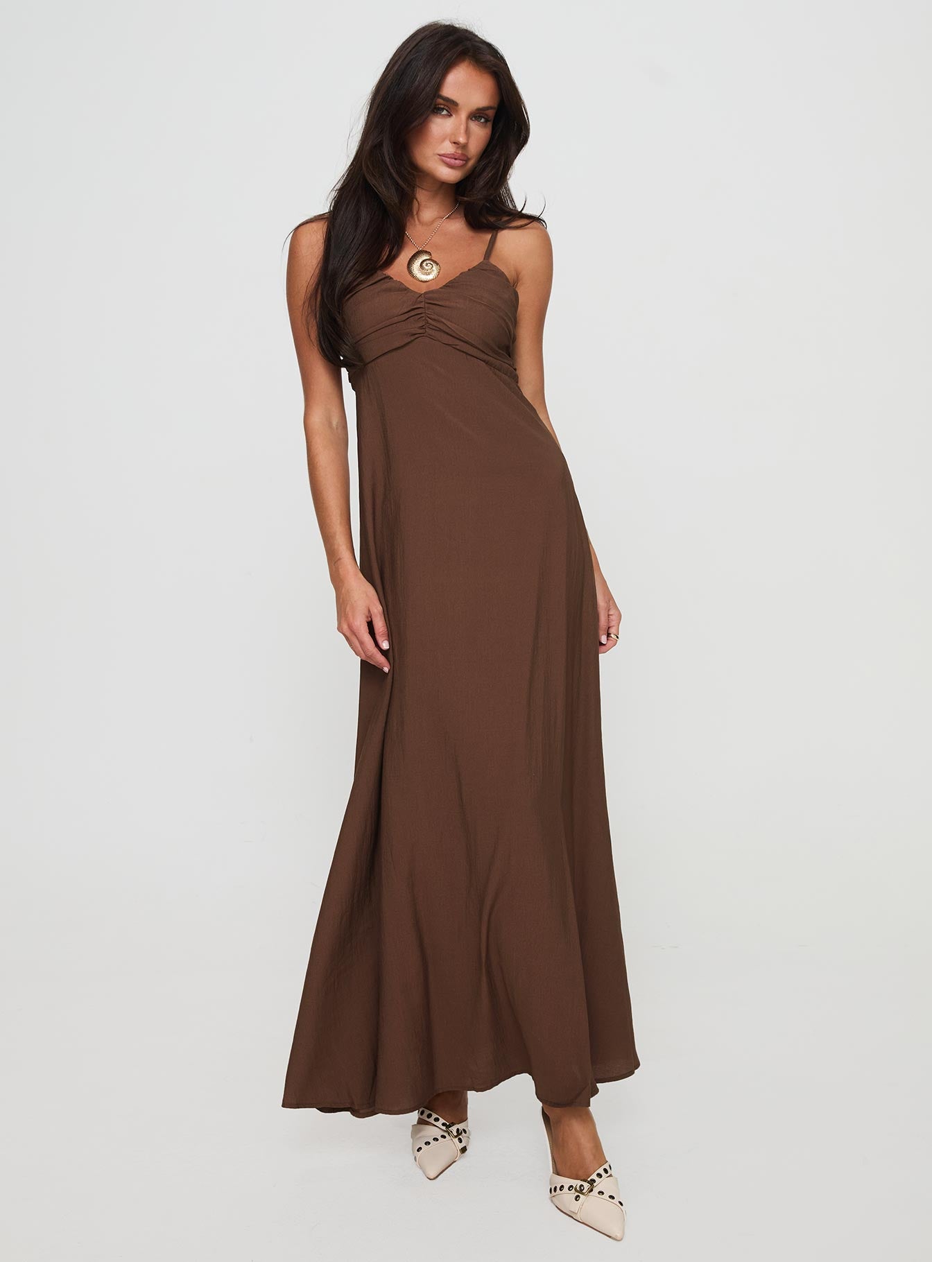 Neeka Maxi Dress Brown-Oh Mollys