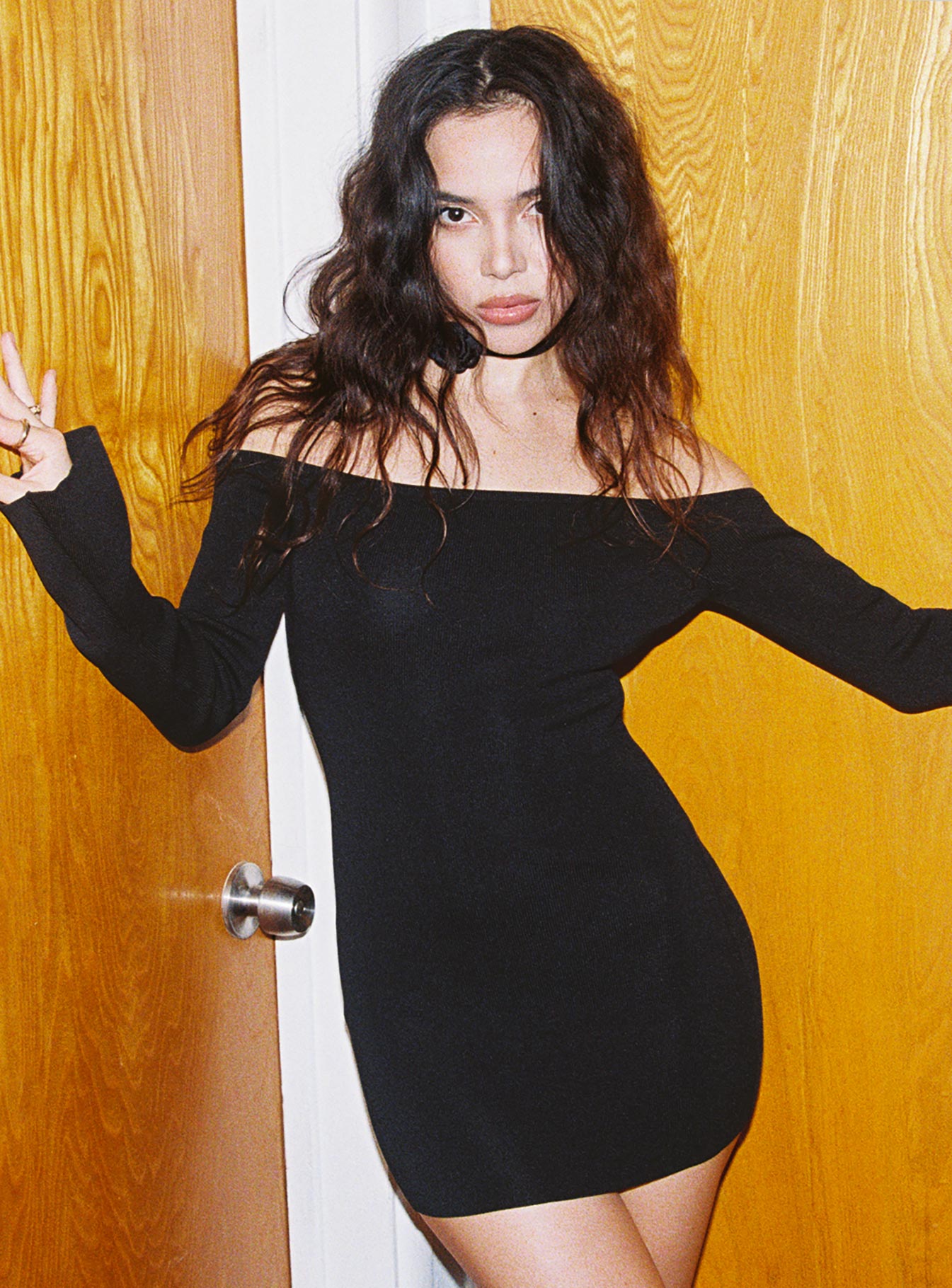 Parisa Long Sleeve Mini Dress Black Petite-Oh Mollys