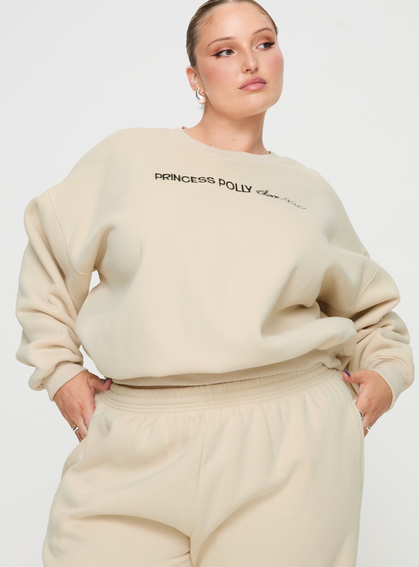 Oh Mollys Crew Neck Sweatshirt Block / Cursive Text Stone Curve-Oh Mollys