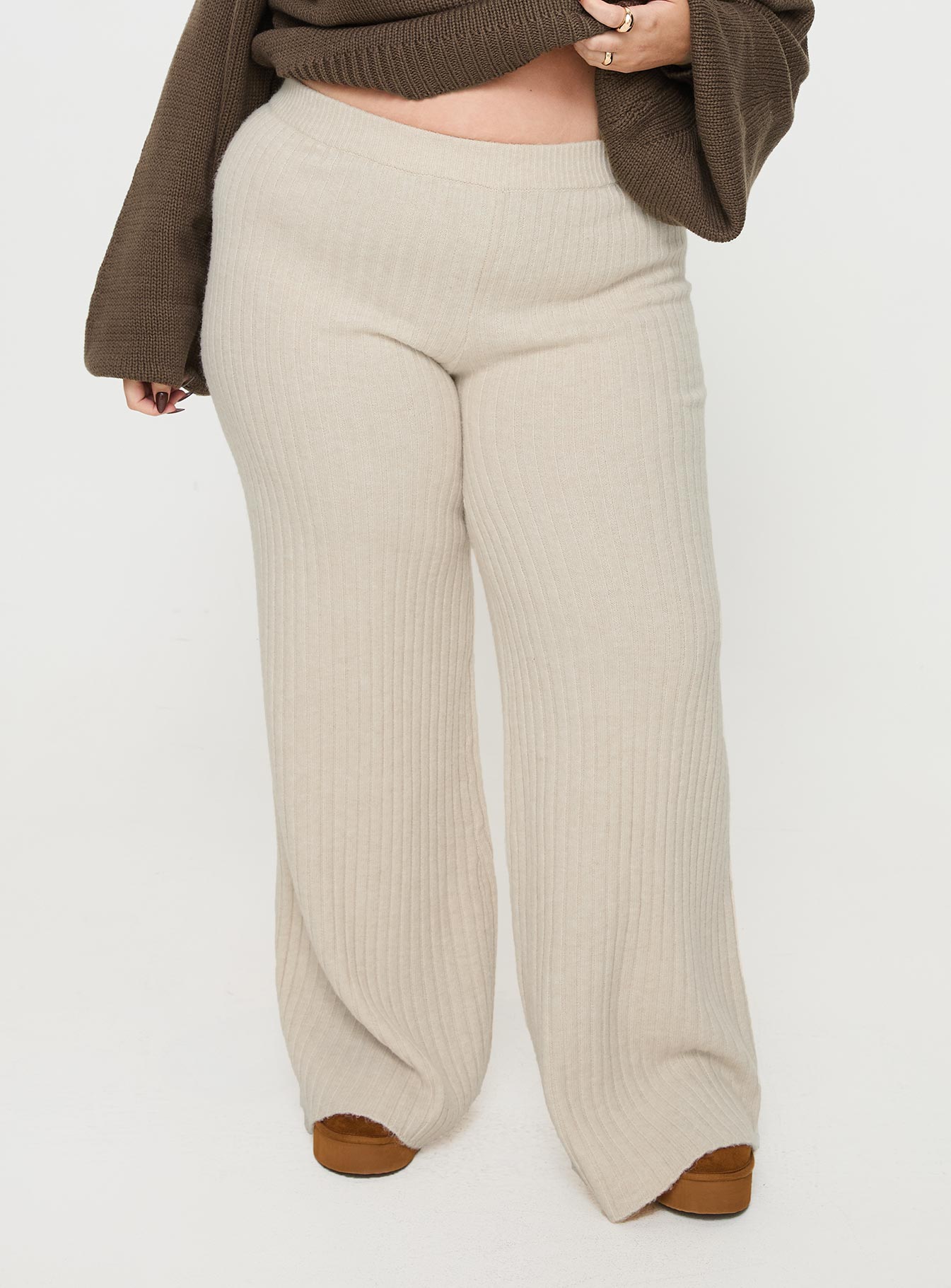 Montana Knit Pants Cream Curve-Oh Mollys