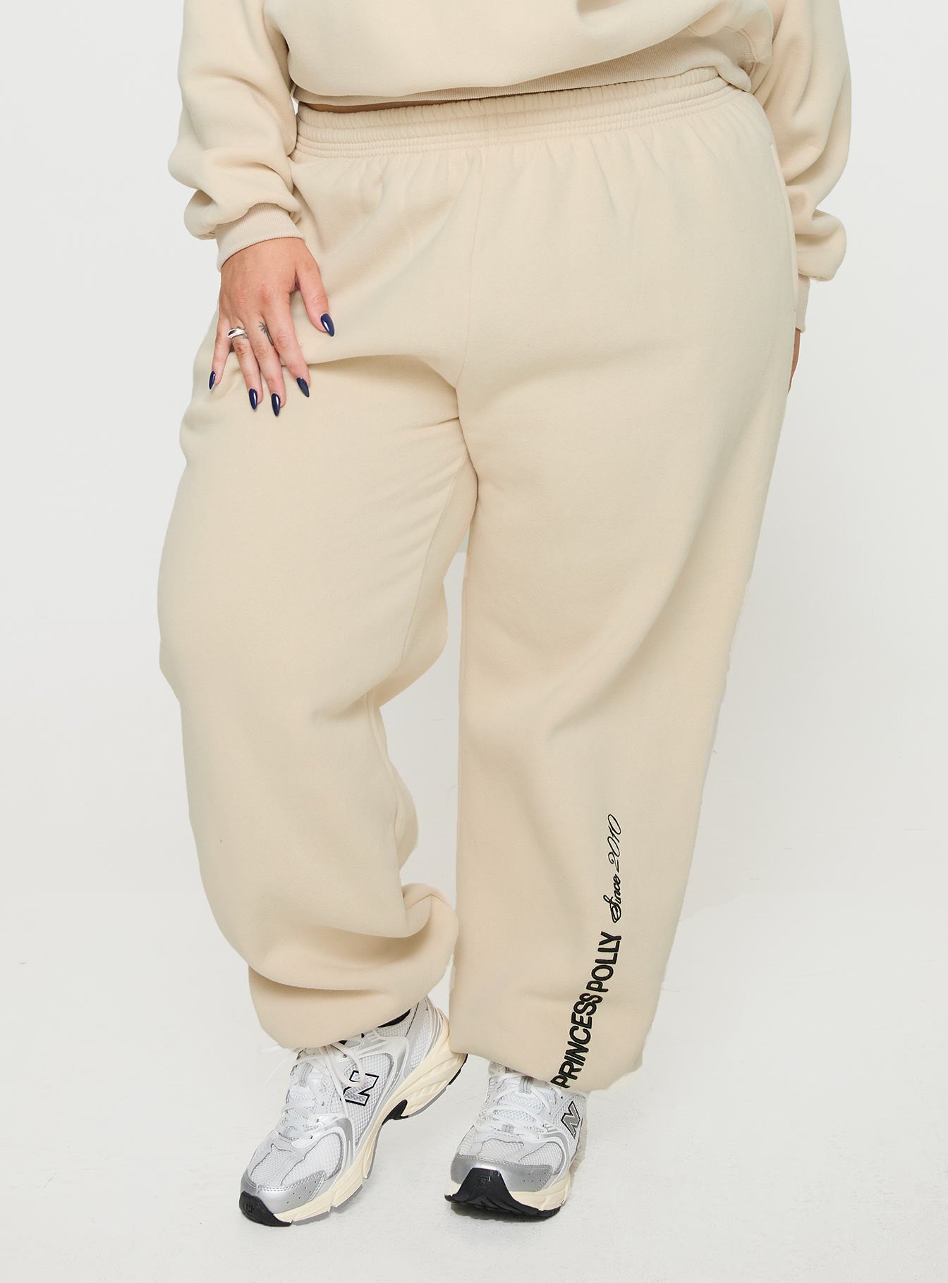 Oh Mollys Track Pants Block / Cursive Text Stone Curve-Oh Mollys