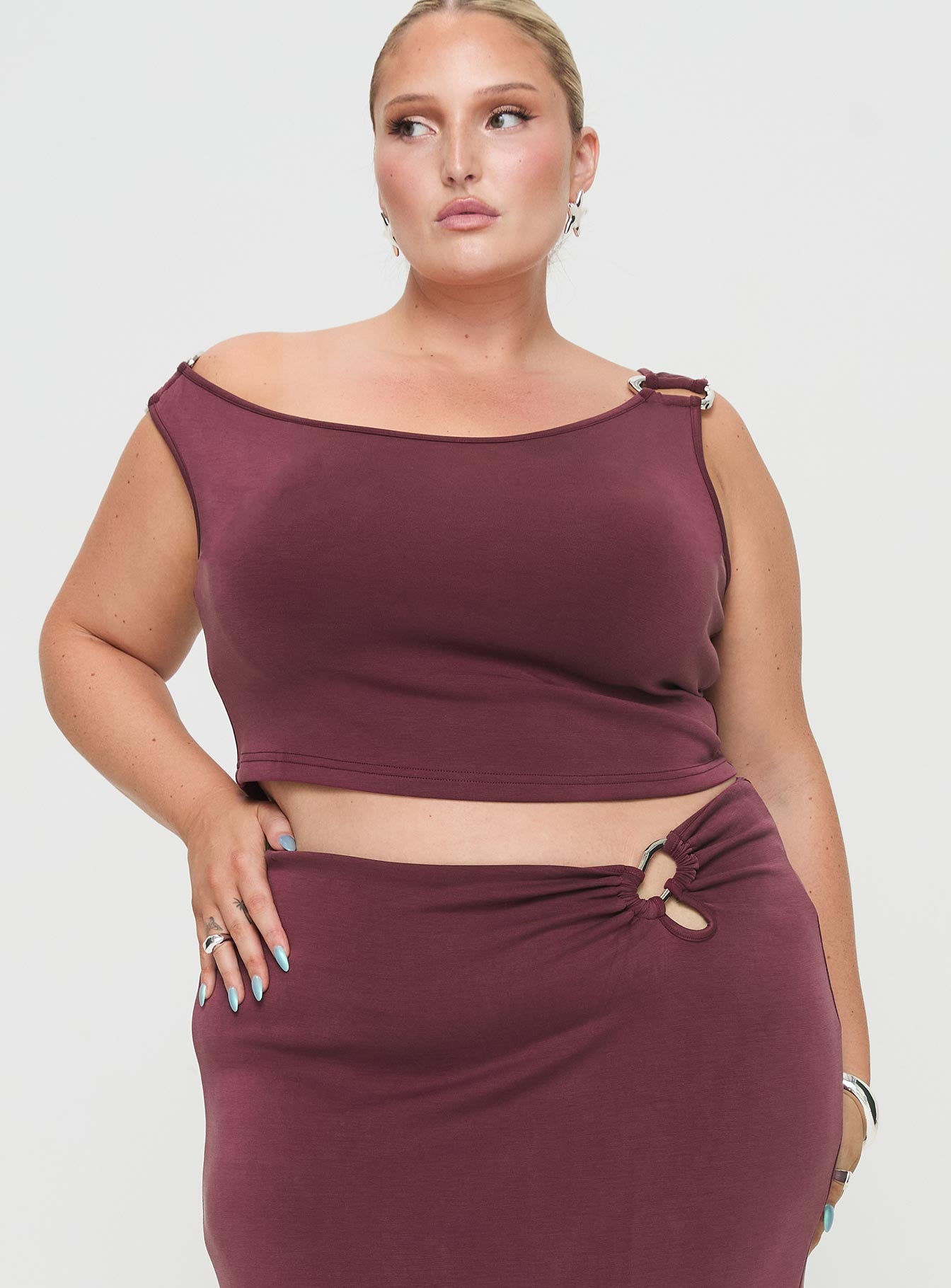 Rios One Shoulder Top Mauve Curve-Oh Mollys
