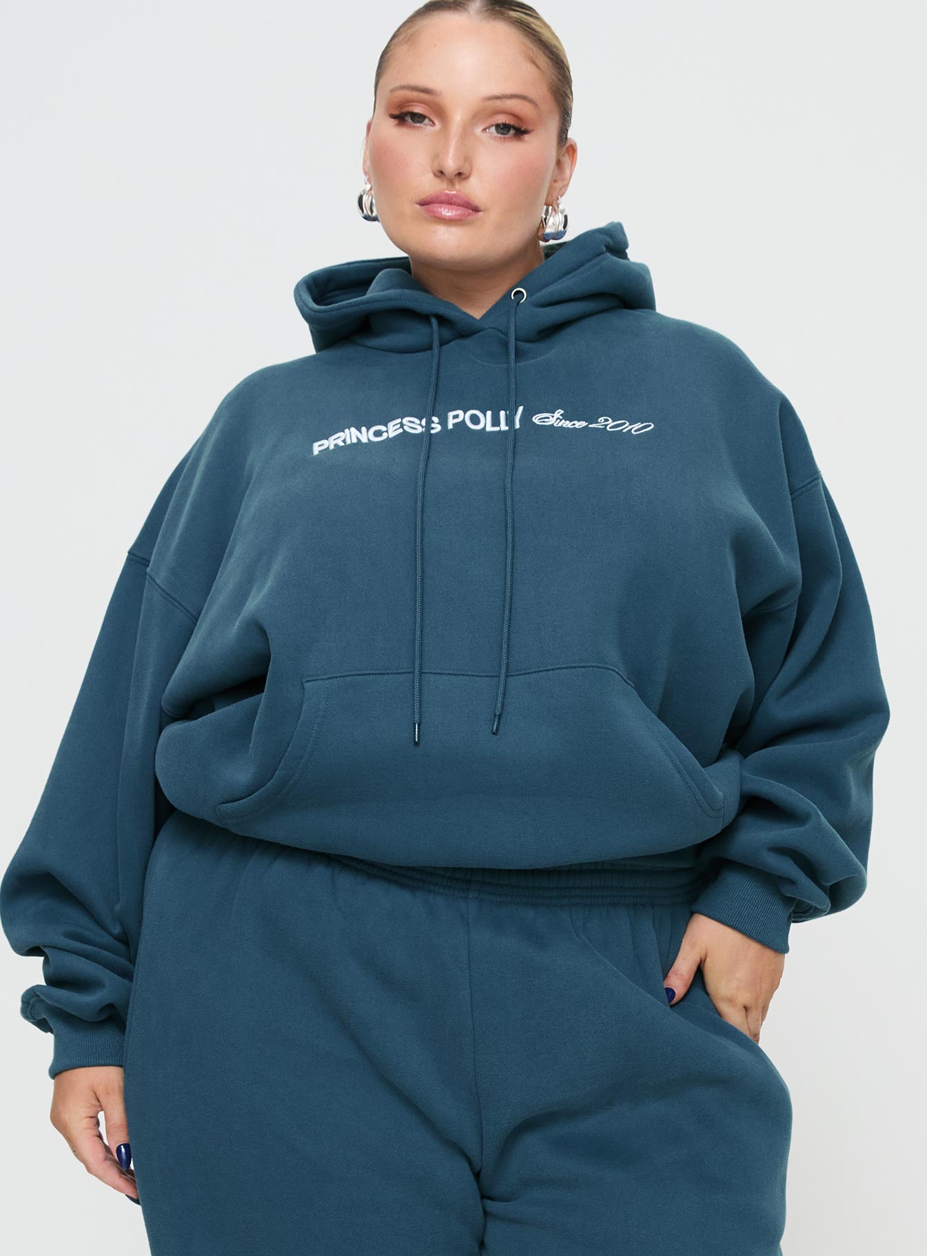 Oh Mollys Hooded Sweatshirt Block / Cursive Text Slate Curve-Oh Mollys