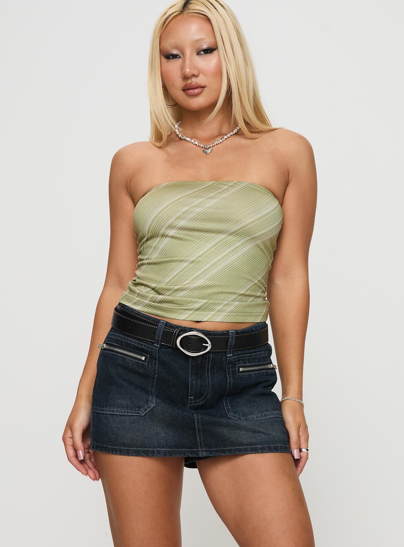 Lafina Zip Mini Skort Dark Wash Denim-Oh Mollys