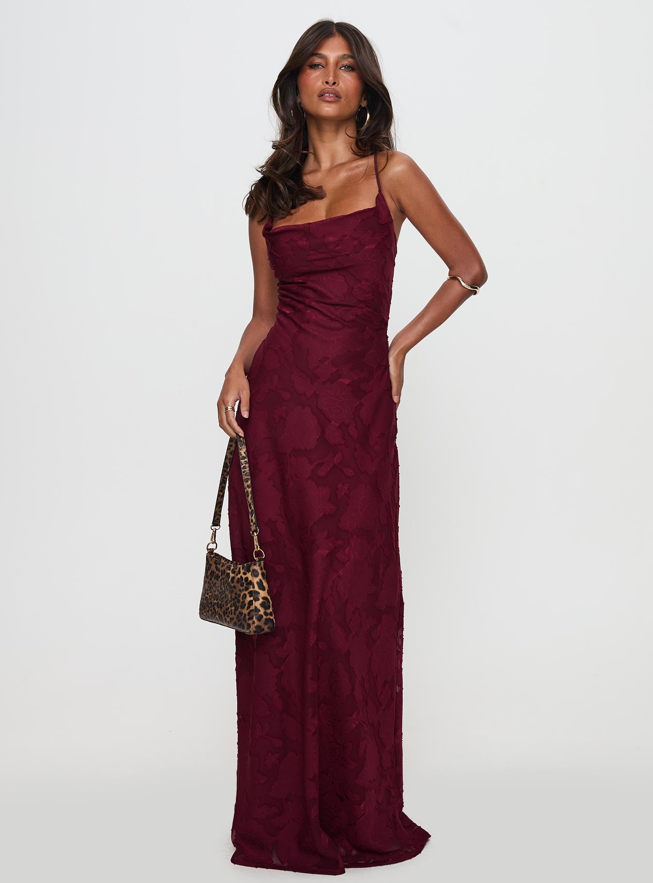 Celena Maxi Dress Burgundy Burnout Petite-Oh Mollys