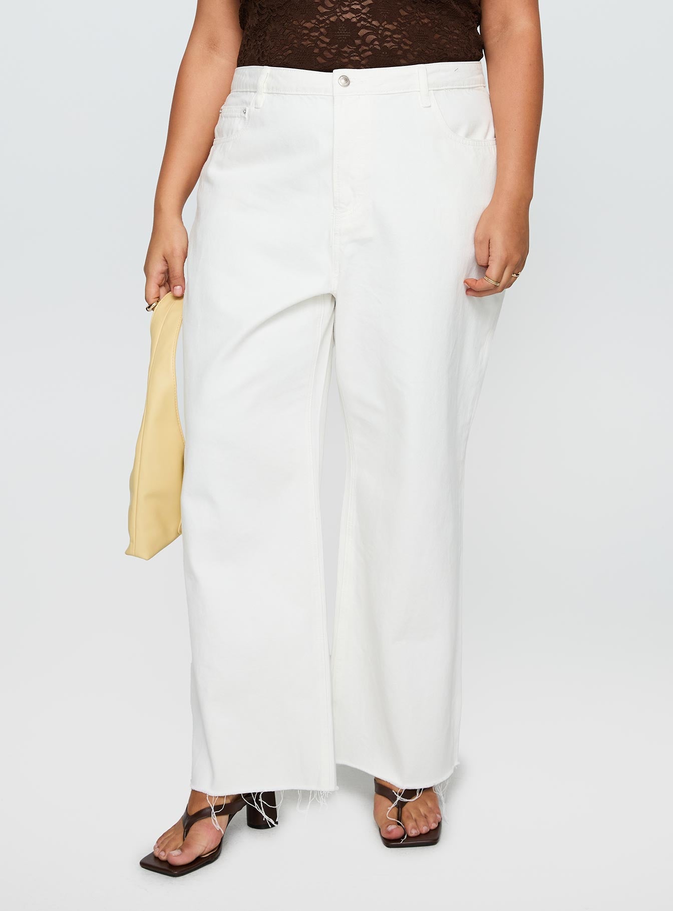 Fawcett High Rise Straight Leg Jeans White Curve-Oh Mollys