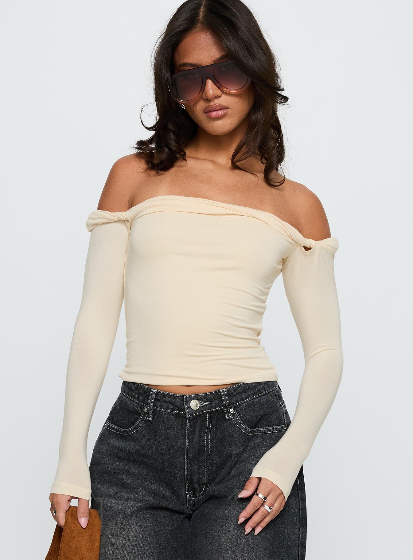 Dusky Long Sleeve Top Cream-Oh Mollys
