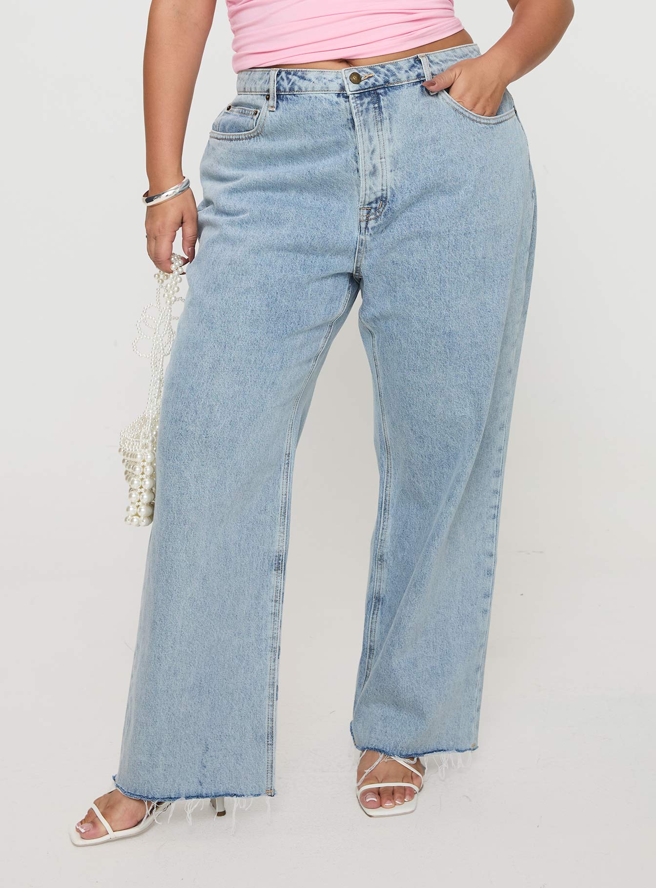 Fawcett High Rise Straight Leg Jeans Light Blue Wash Curve-Oh Mollys