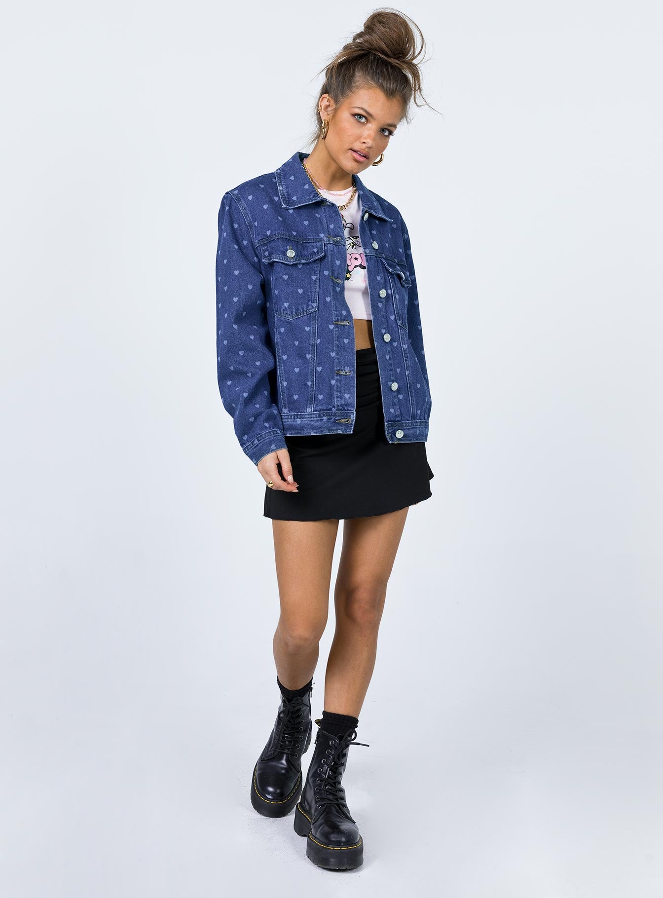 Love Heart Denim Jacket-Oh Mollys