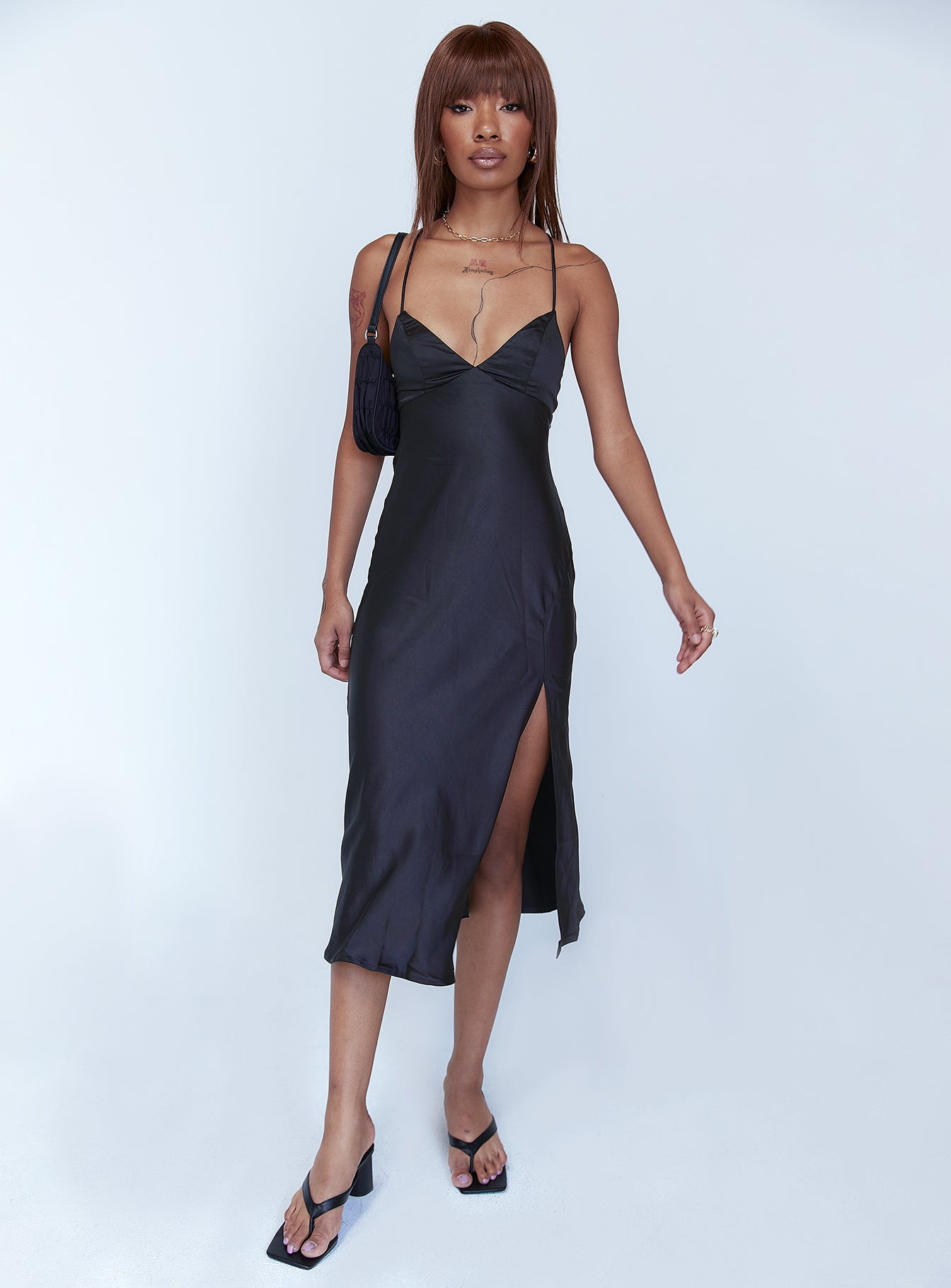 Gigi Midi Dress Black-Oh Mollys