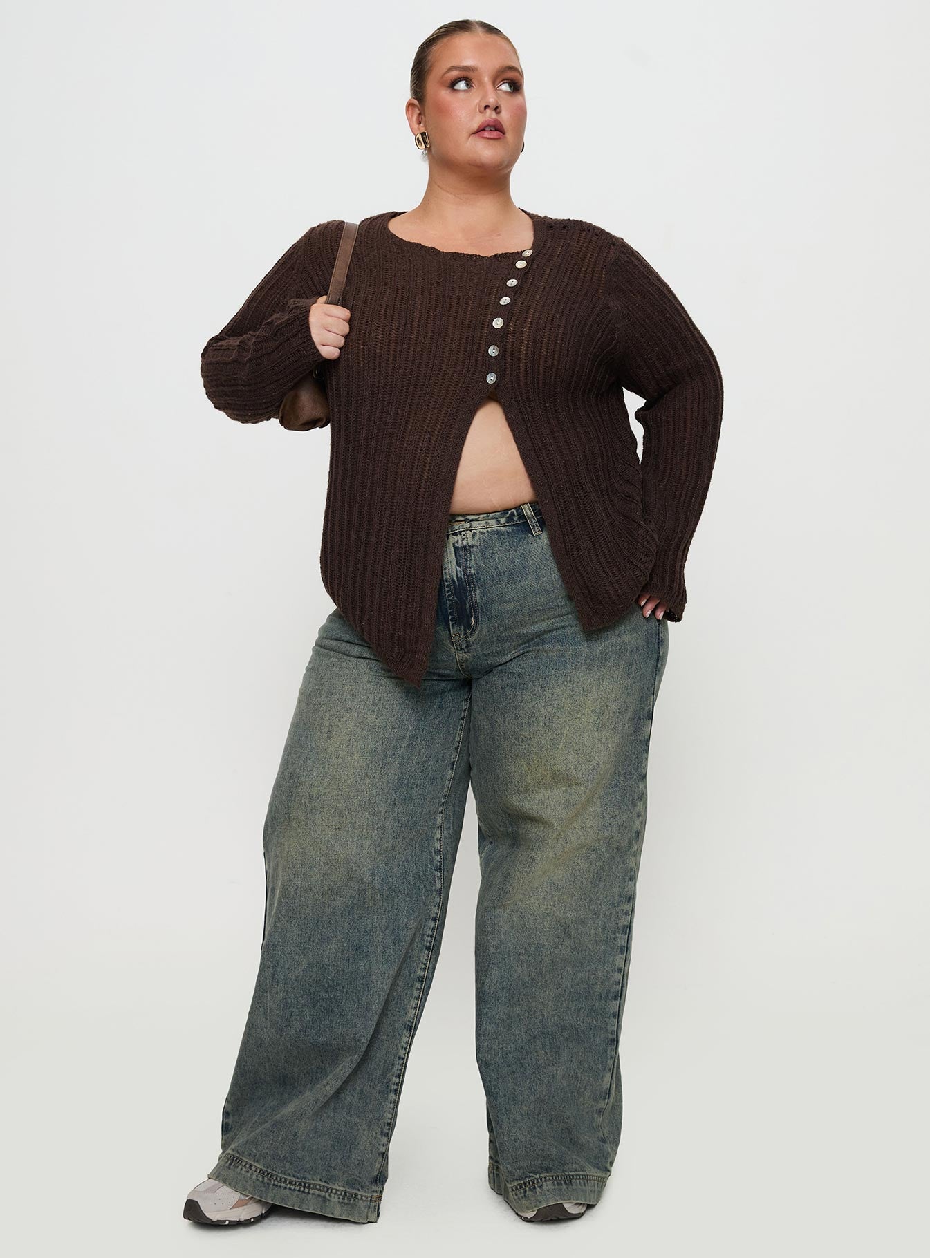 Lenker Knit Jumper Brown Curve-Oh Mollys