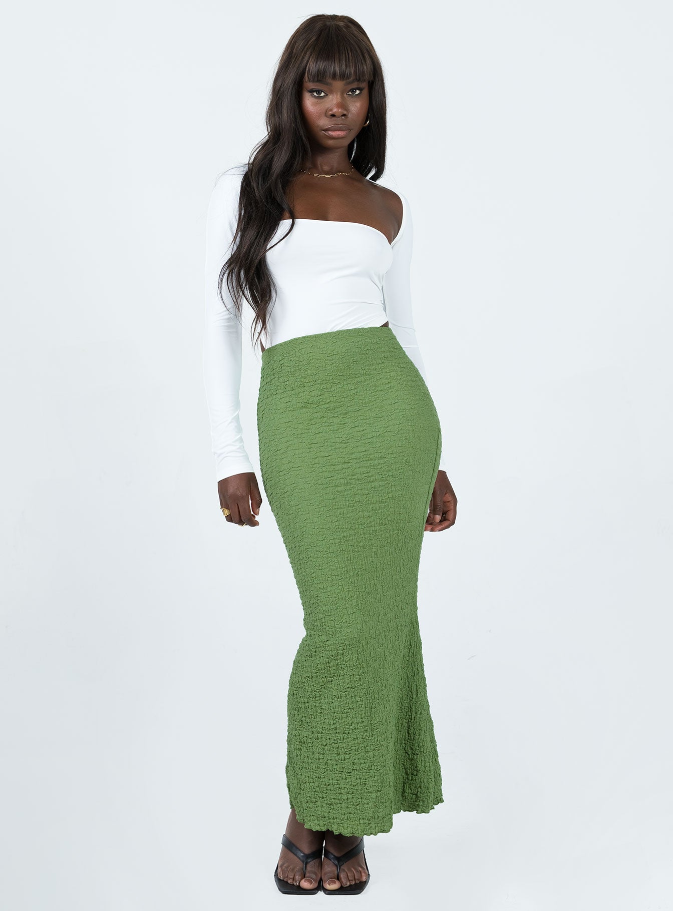 Rubes Midi Skirt Green-Oh Mollys