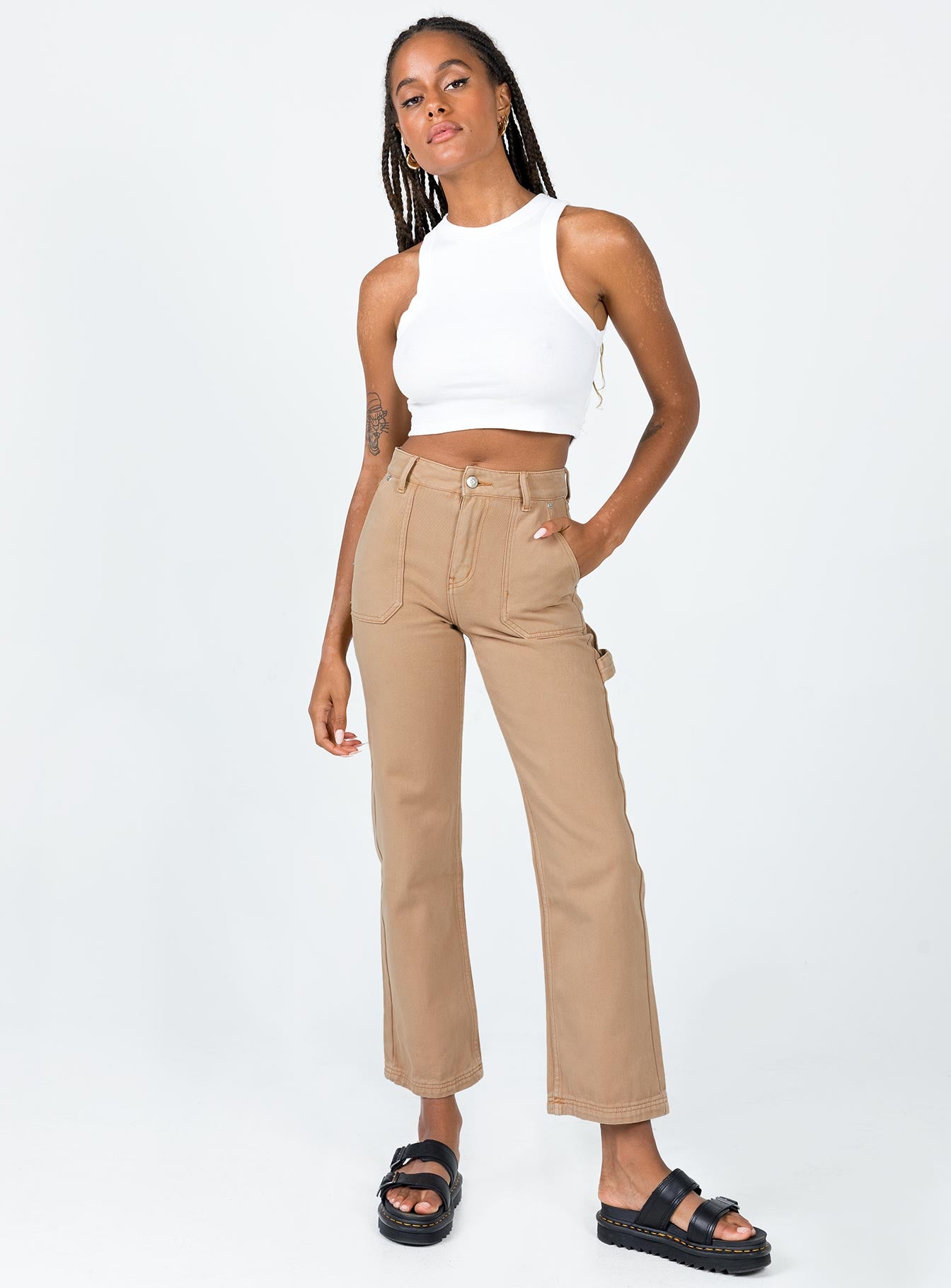 Carpenter Straight Leg Jeans Brown-Oh Mollys