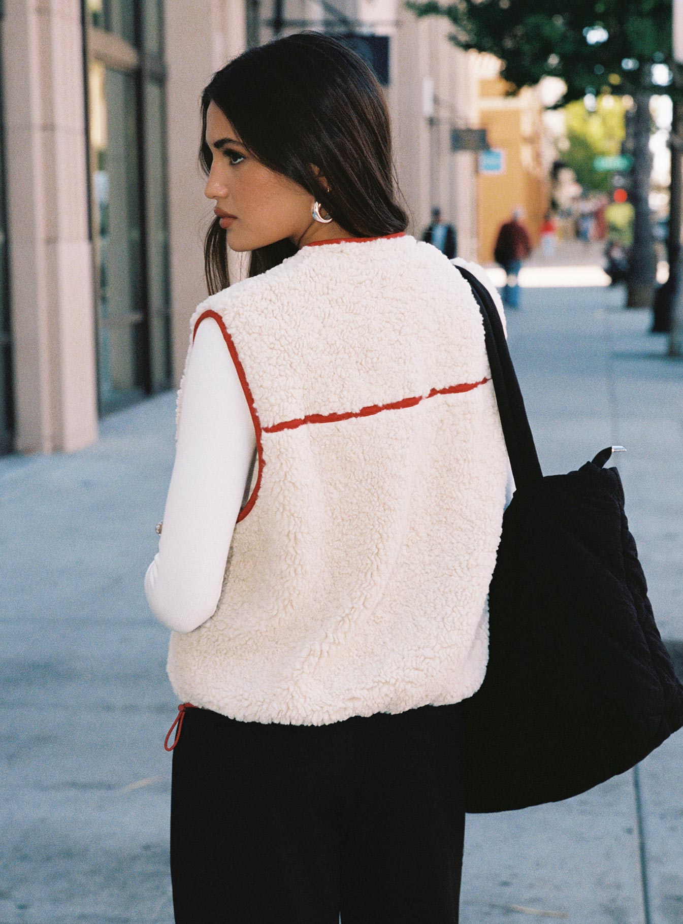 Senna Sherling Vest Jacket Cream / Red-Oh Mollys