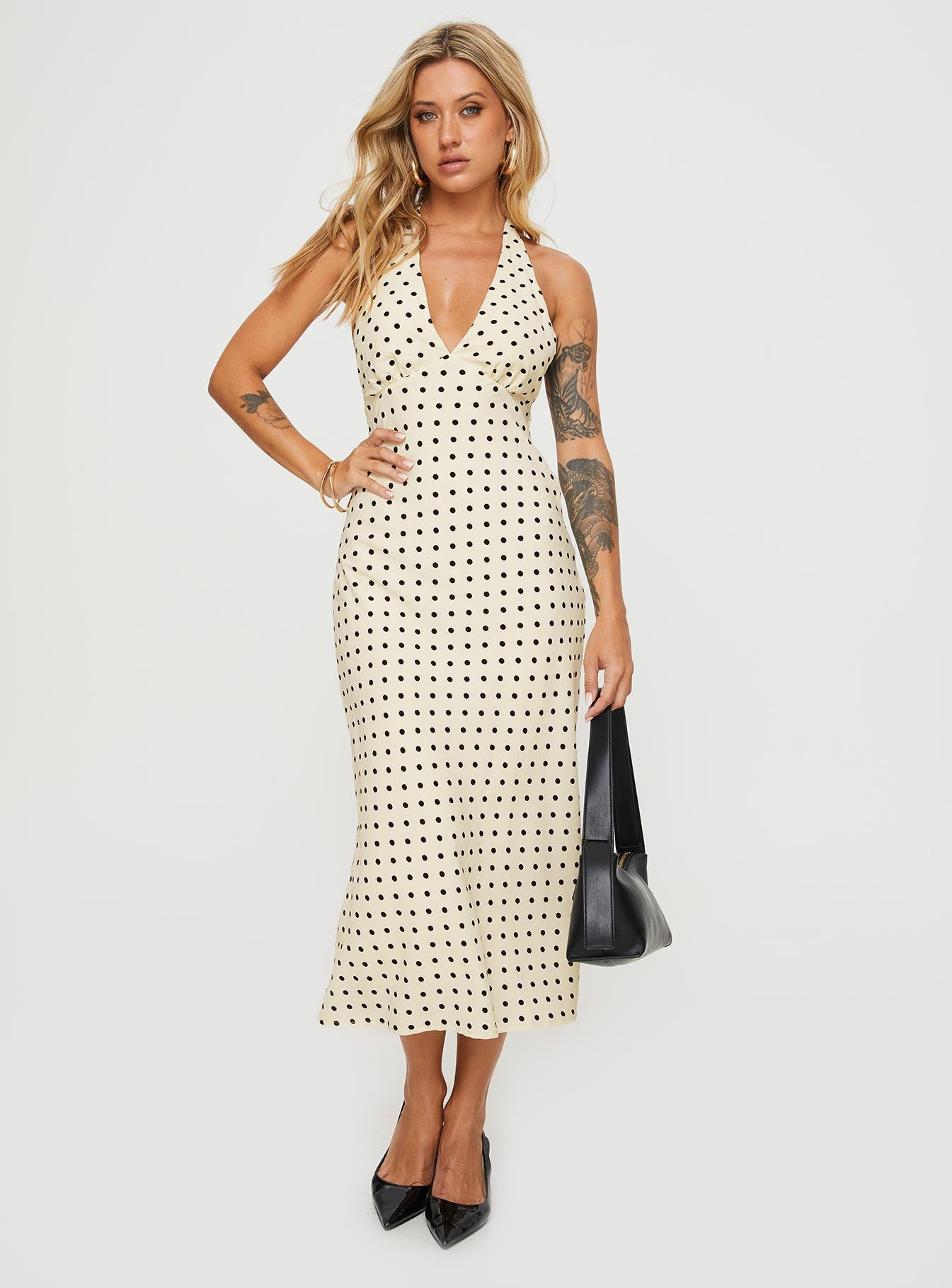 Kimbelle Halter Maxi Dress Cream / Polka Dot-Oh Mollys