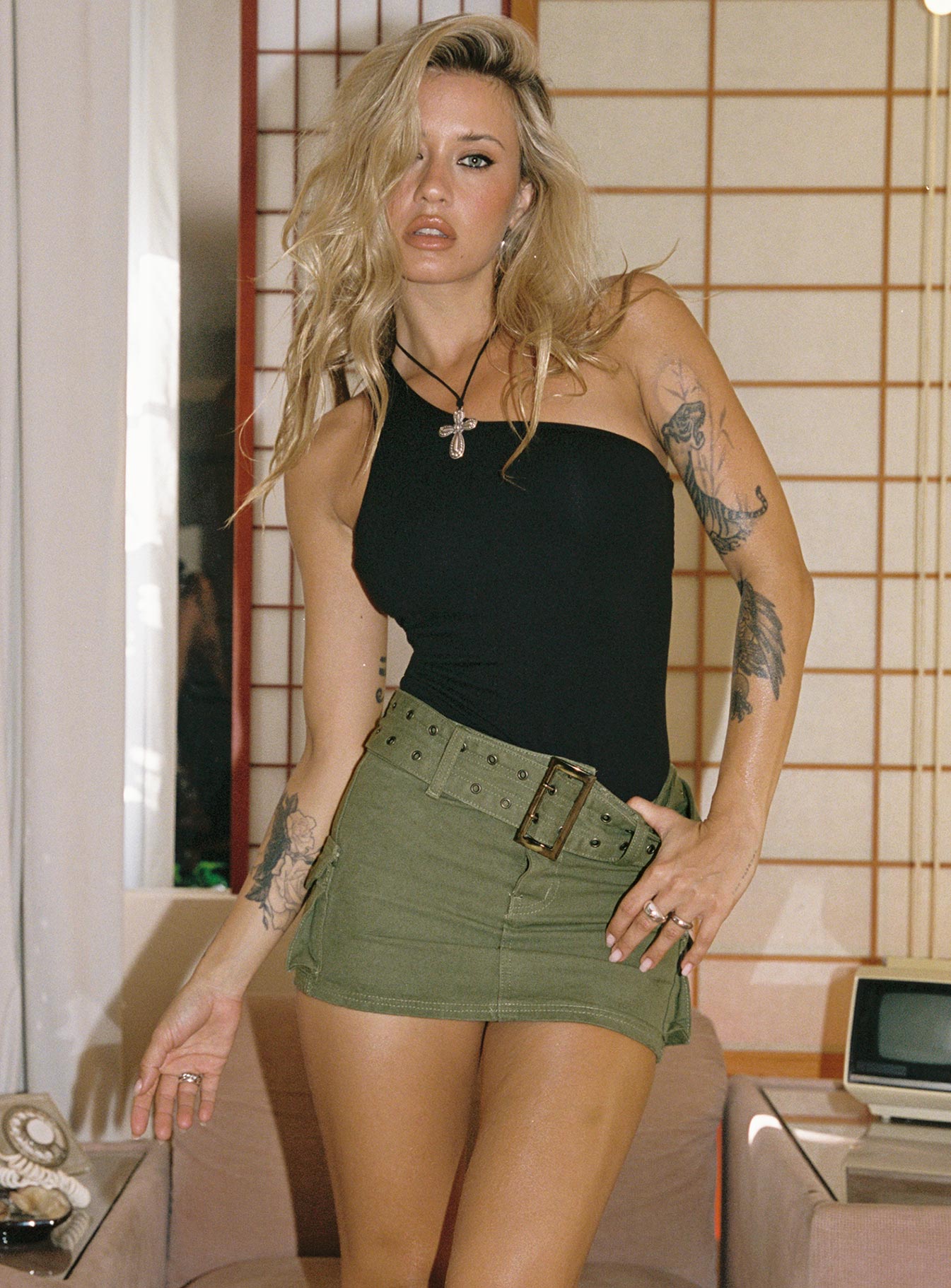 Iconic Cargo Mini Skirt Khaki-Oh Mollys